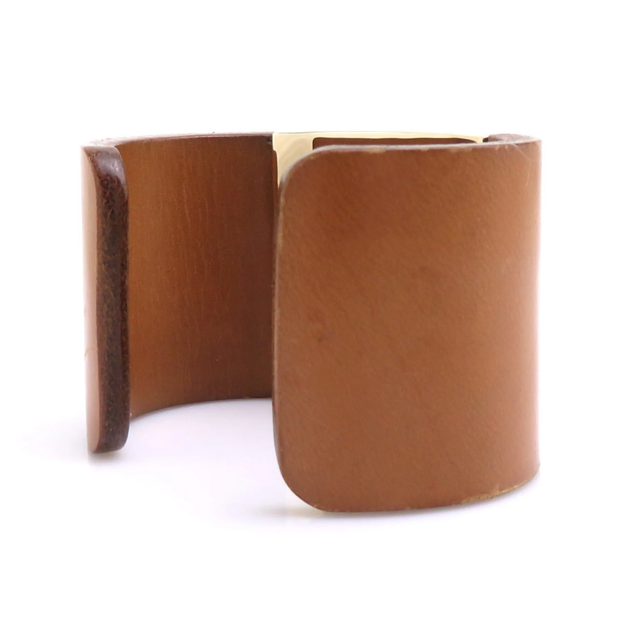 Bracelet Leather and Metal Brown and Gold - Image 3