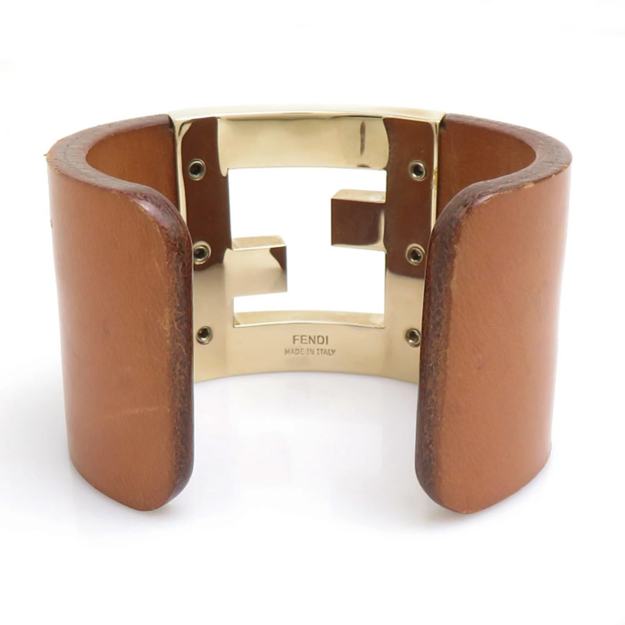 Bracelet Leather and Metal Brown and Gold - Image 4