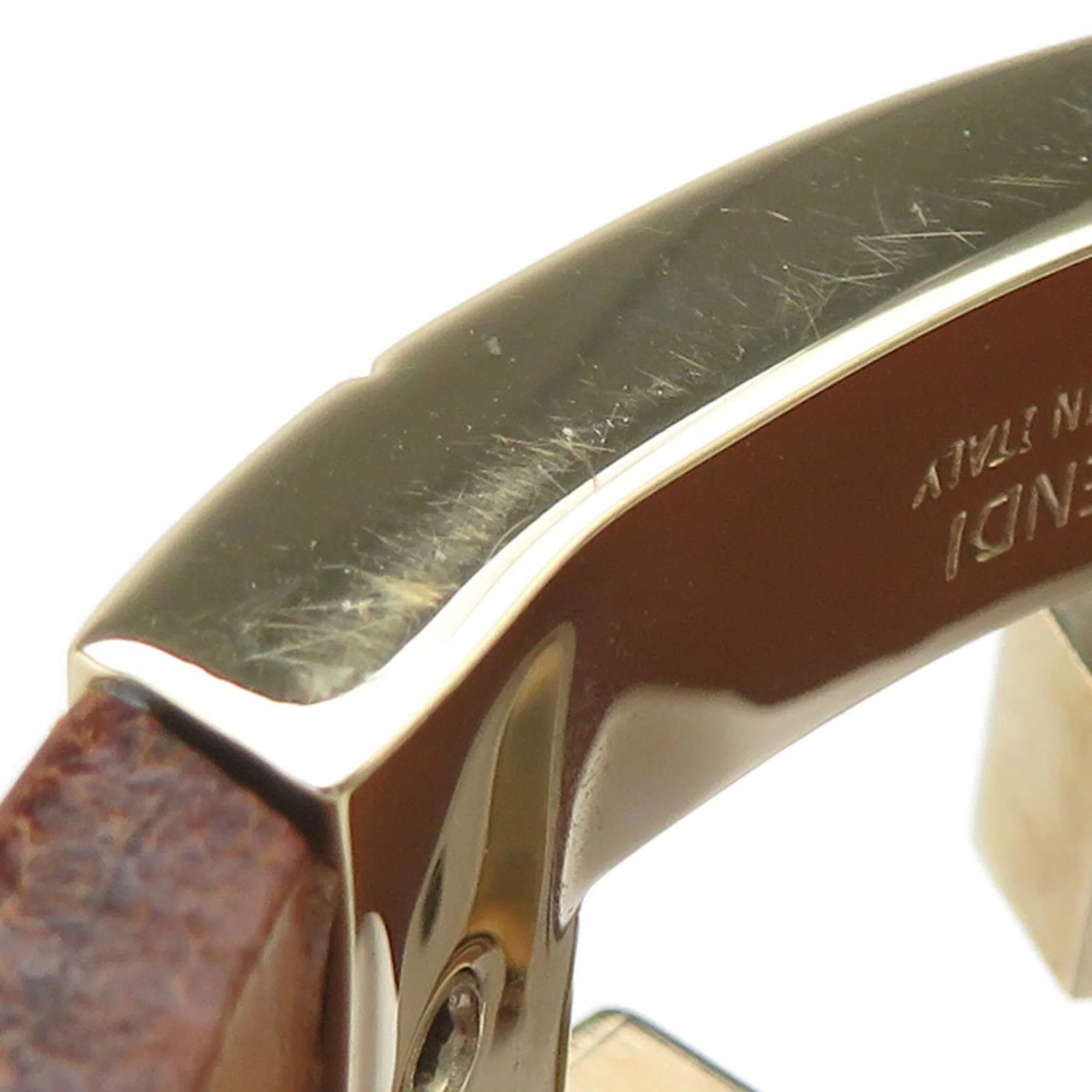 Bracelet Leather and Metal Brown and Gold - Image 8