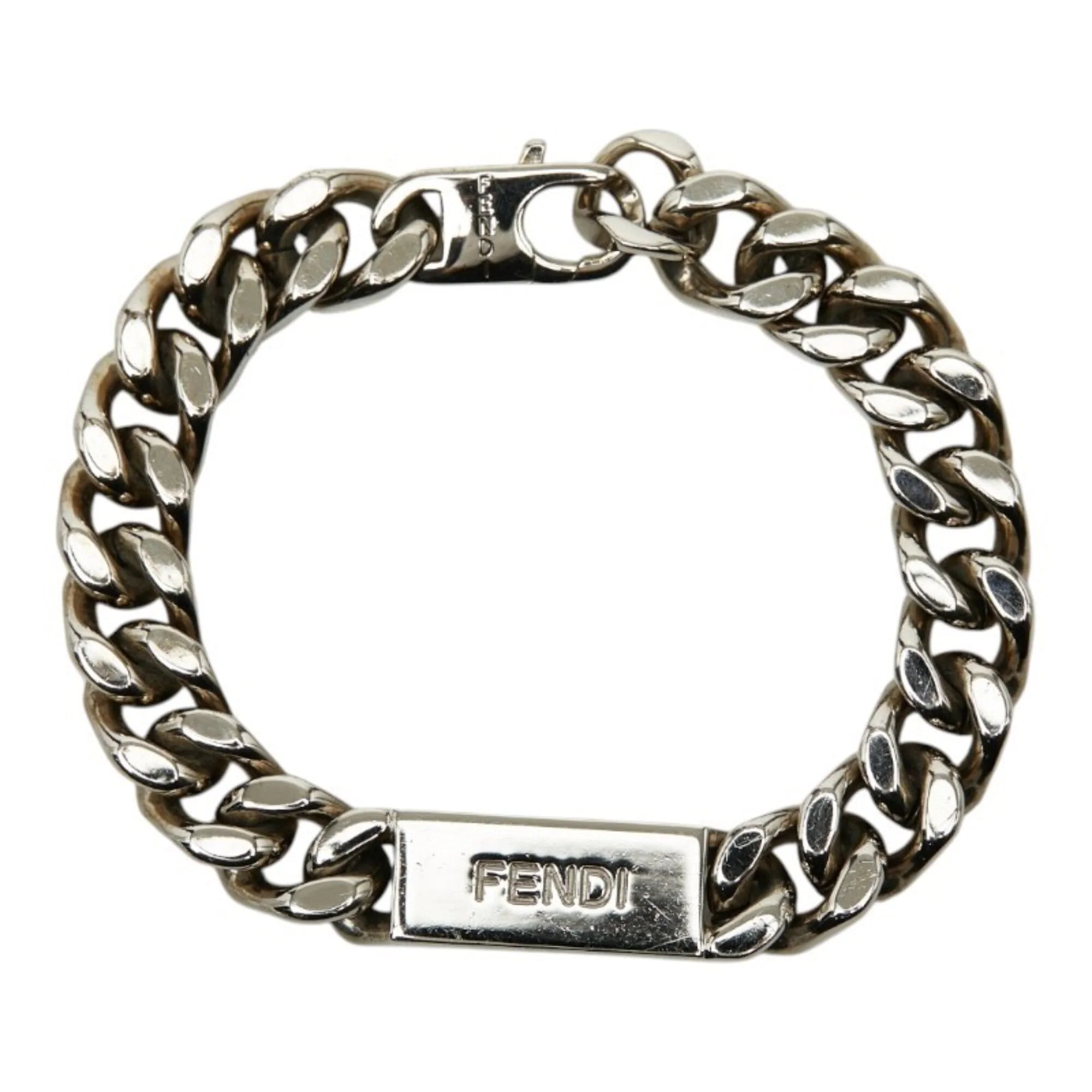 Plate Chain Bracelet Silver Metal