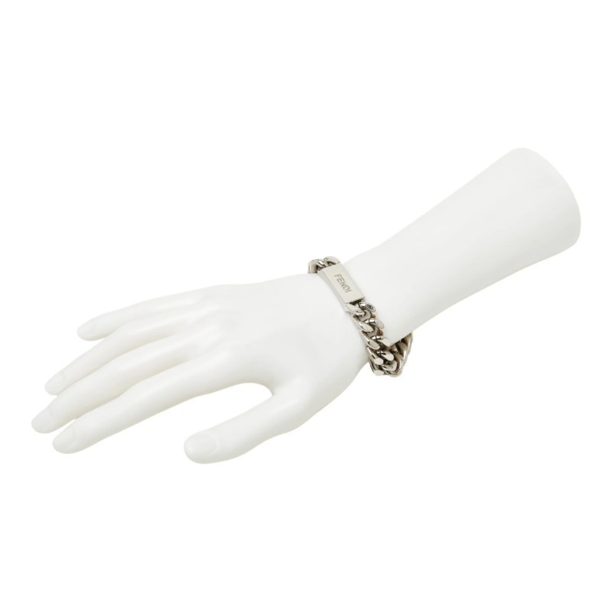Plate Chain Bracelet Silver Metal - Image 9