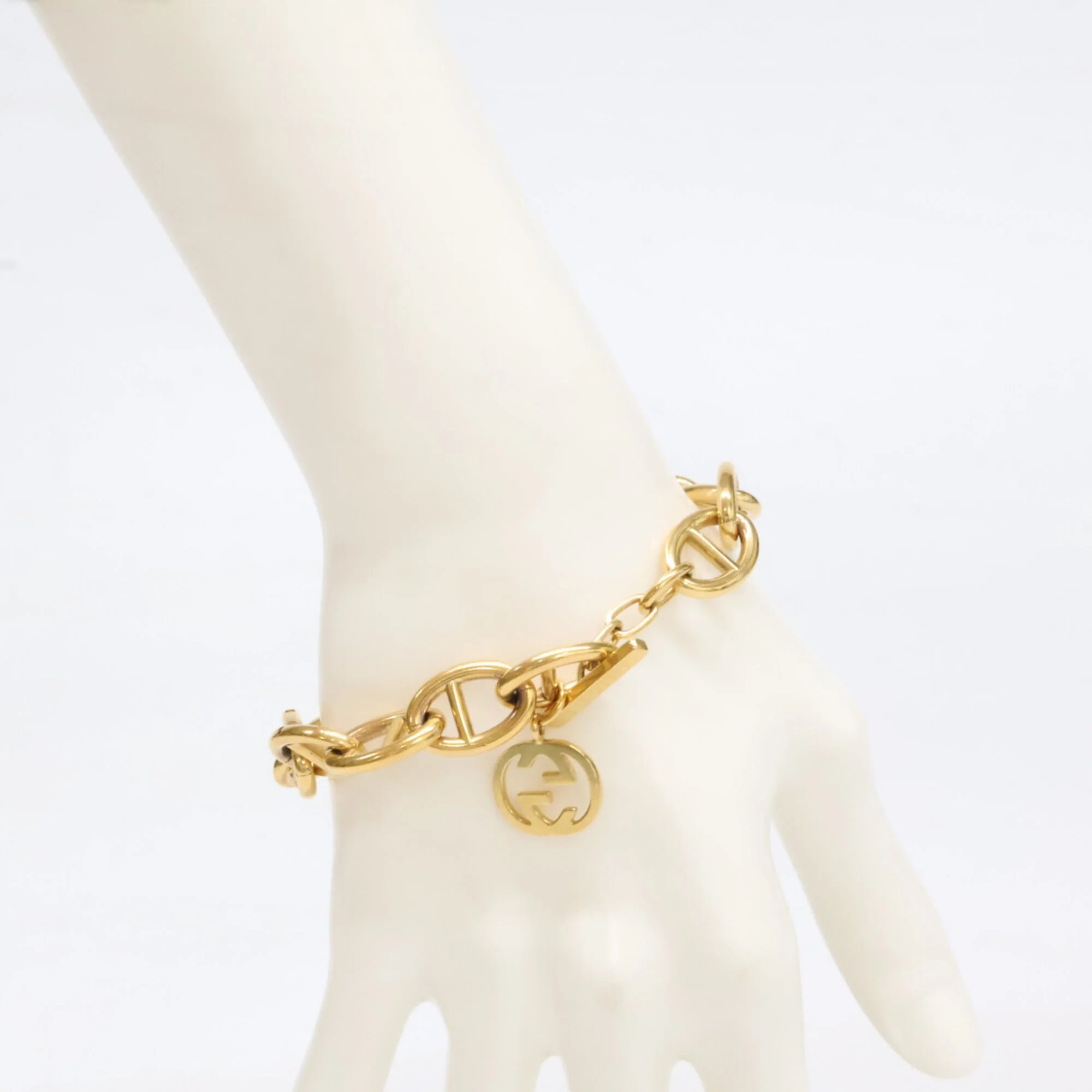 GG Anchor Chain Bracelet Gold Metal - Image 6