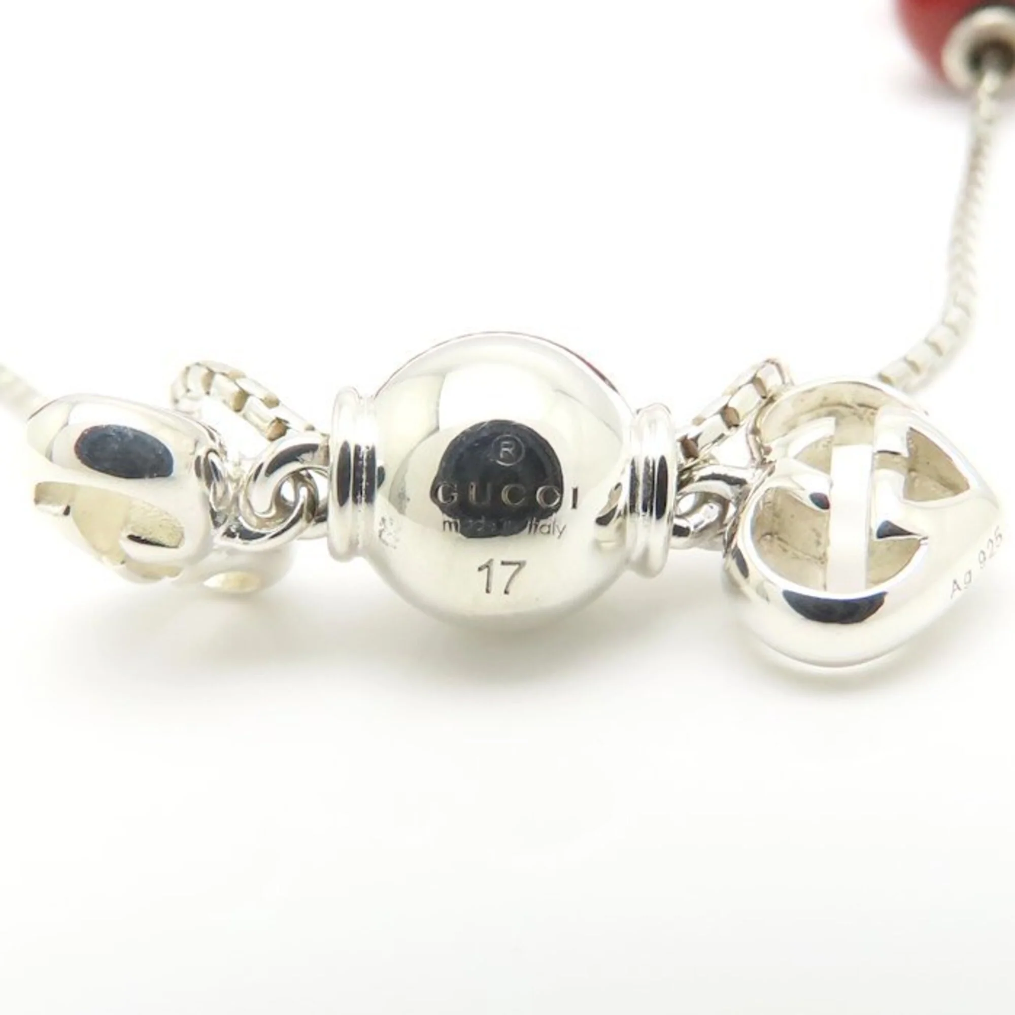 Interlocking Heart Wood Bead Bracelet Sterling Silver - Image 4