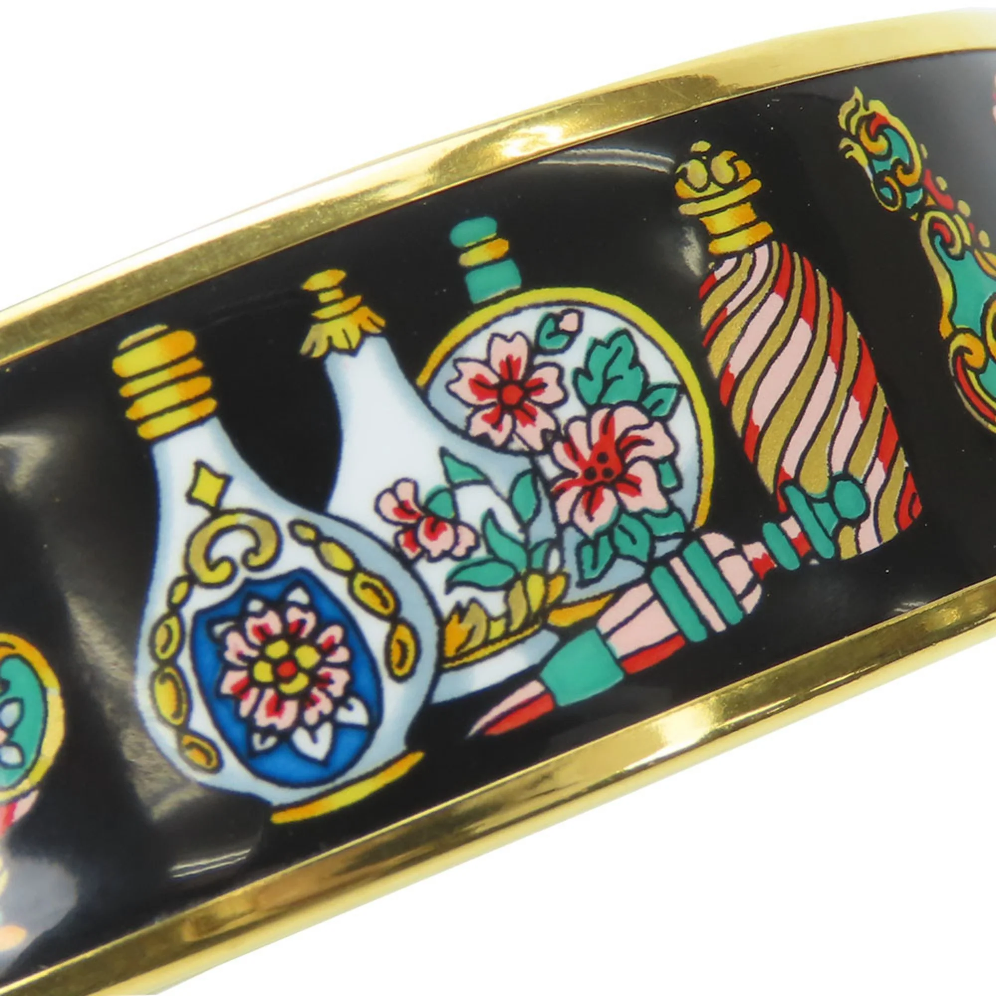Bangle Bracelet Cloisonné and Enamel and Metal Black and Multi-Color - Image 4