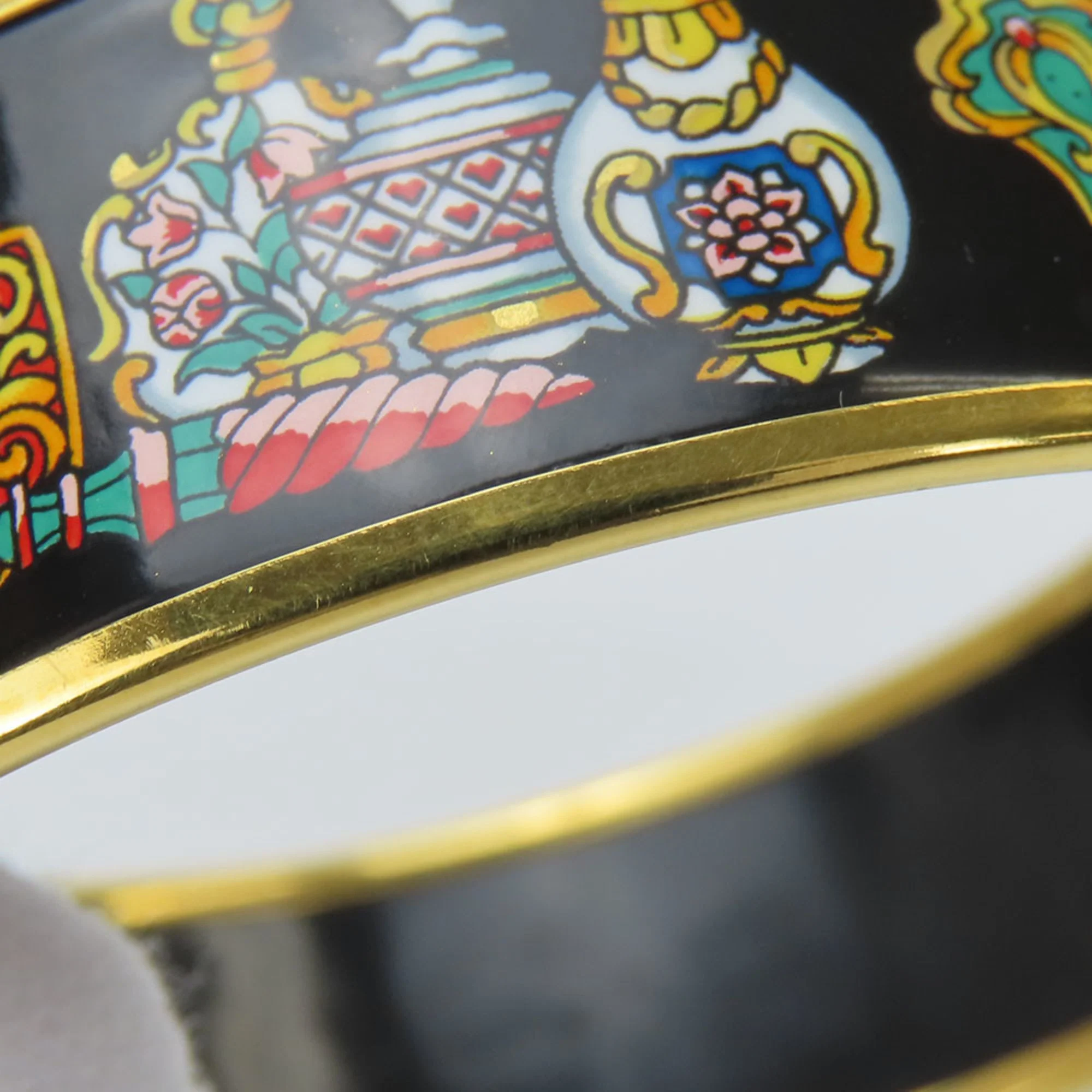 Bangle Bracelet Cloisonné and Enamel and Metal Black and Multi-Color - Image 5