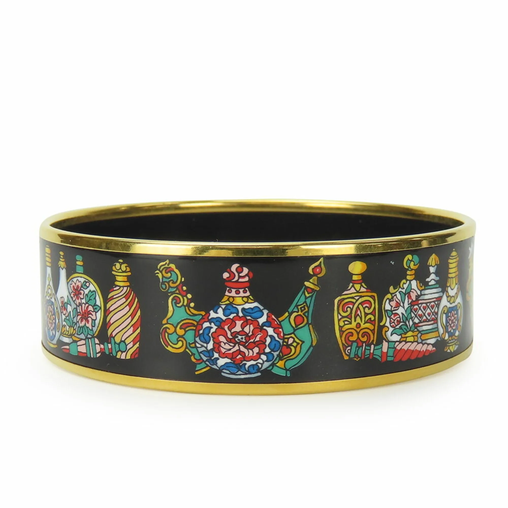 Bangle Bracelet Cloisonné and Enamel and Metal Black and Multi-Color - Image 9