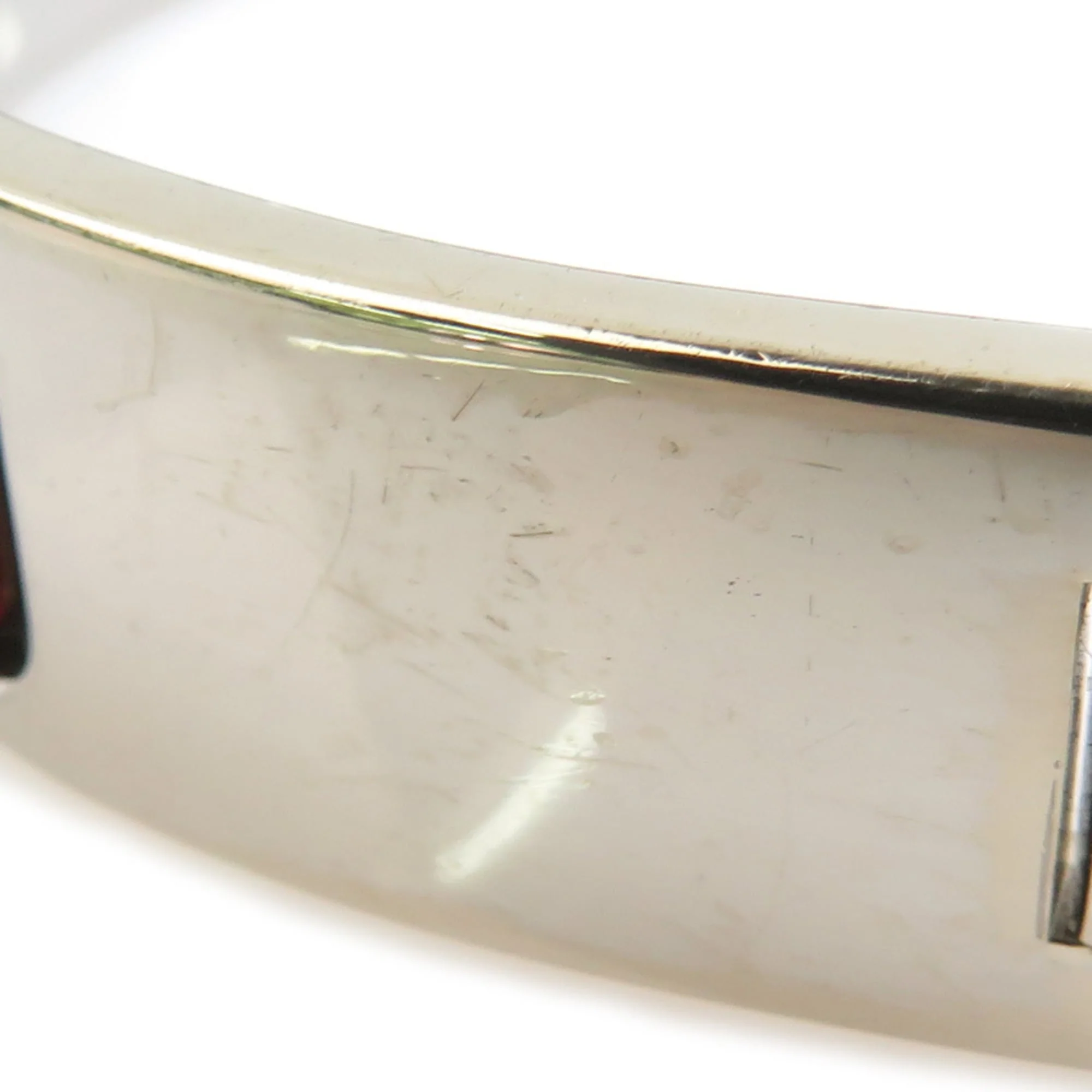Bangle Bracelet Enamel and Metal Dark Red and Silver - Image 5