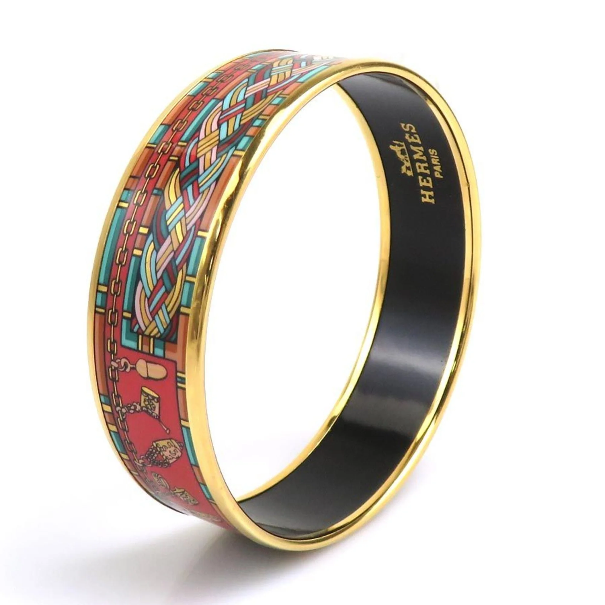 Bangle Bracelet Enamel and Metal Gold Multi-color - Image 4