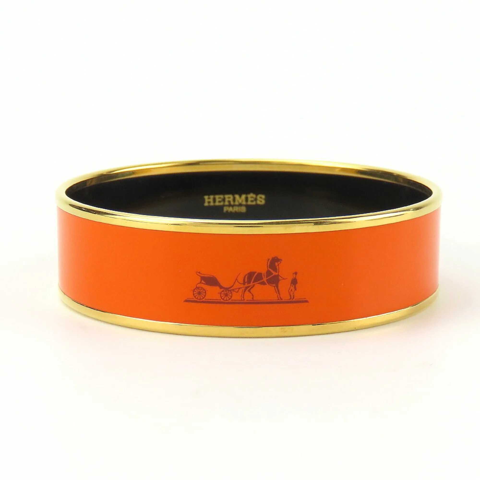 Bangle Bracelet Enamel and Metal Orange - Image 2