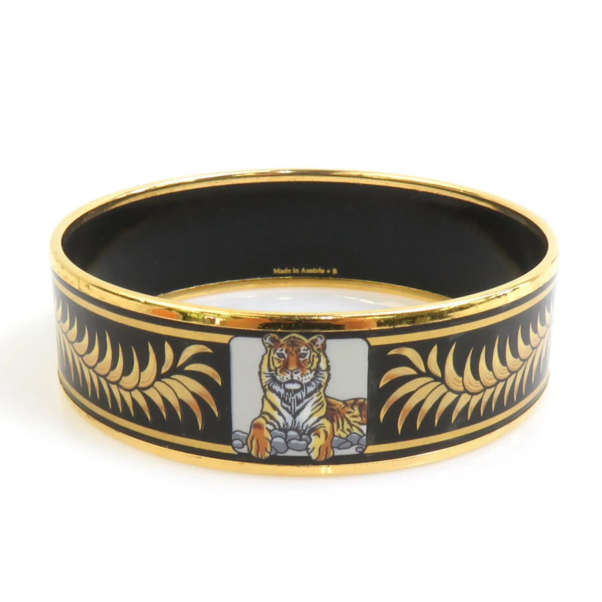 Bangle Enamel and Metal Black and Gold Bracelet - Image 3