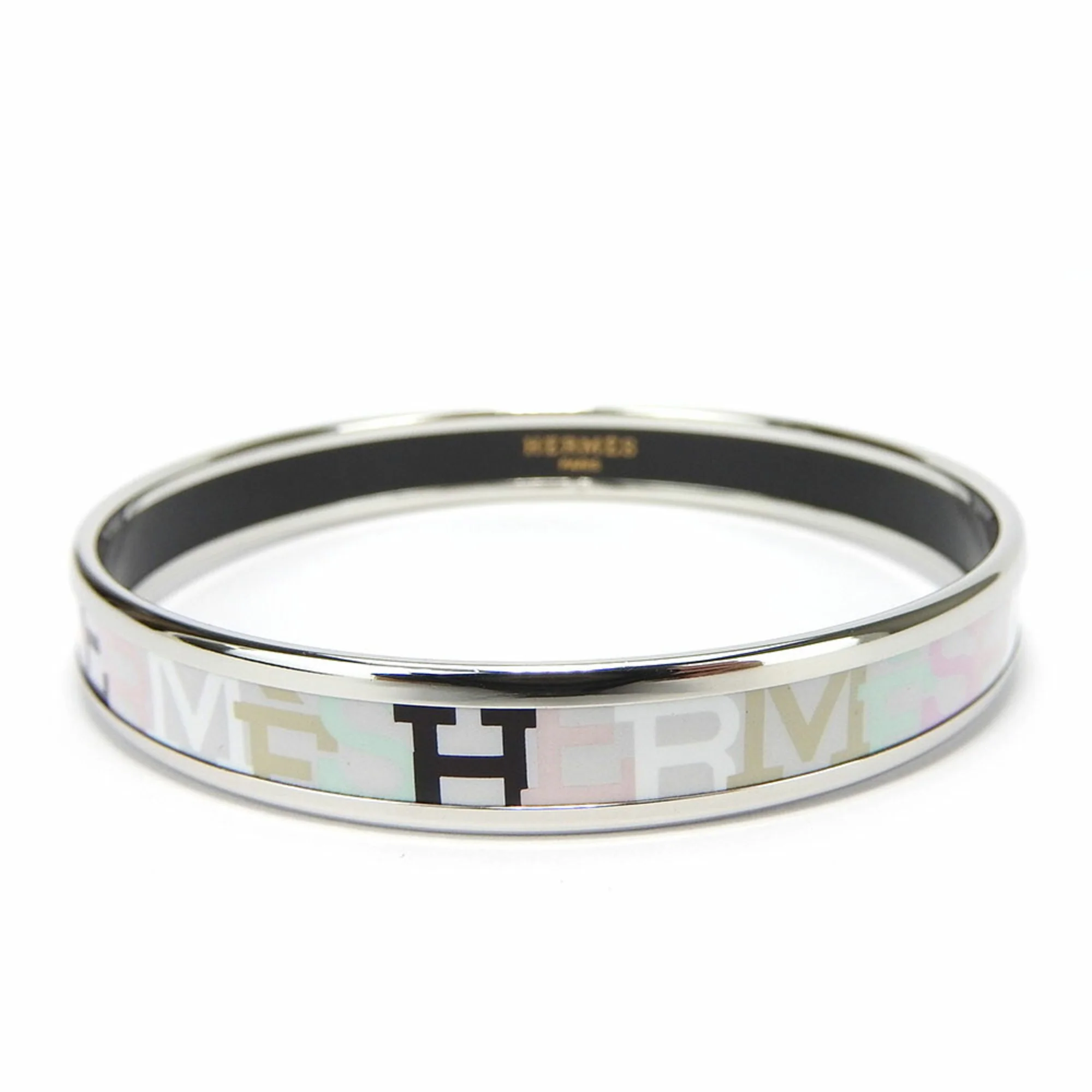 Bangle Enamel and Metal Light Gray Multi-Color Bracelet - Image 2
