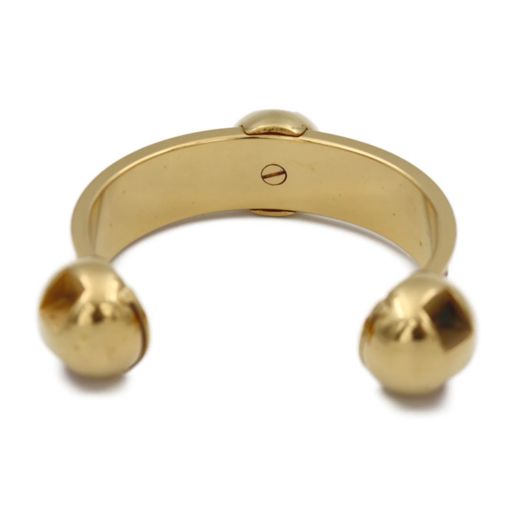 Bangle Leather and Metal Gold Red Bracelet - Image 2