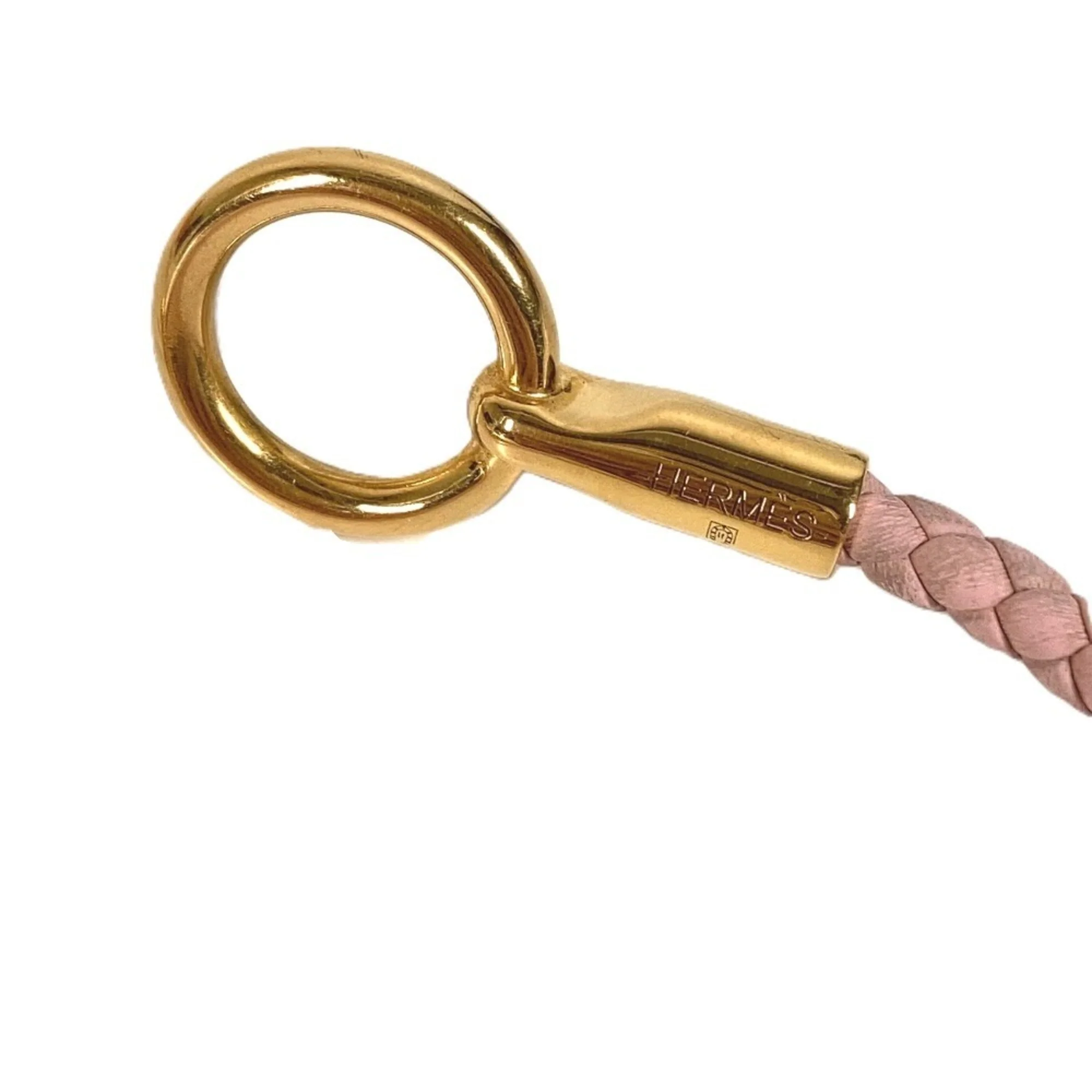 Bangle Leather Gold and Light Pink Bracelet - Image 5