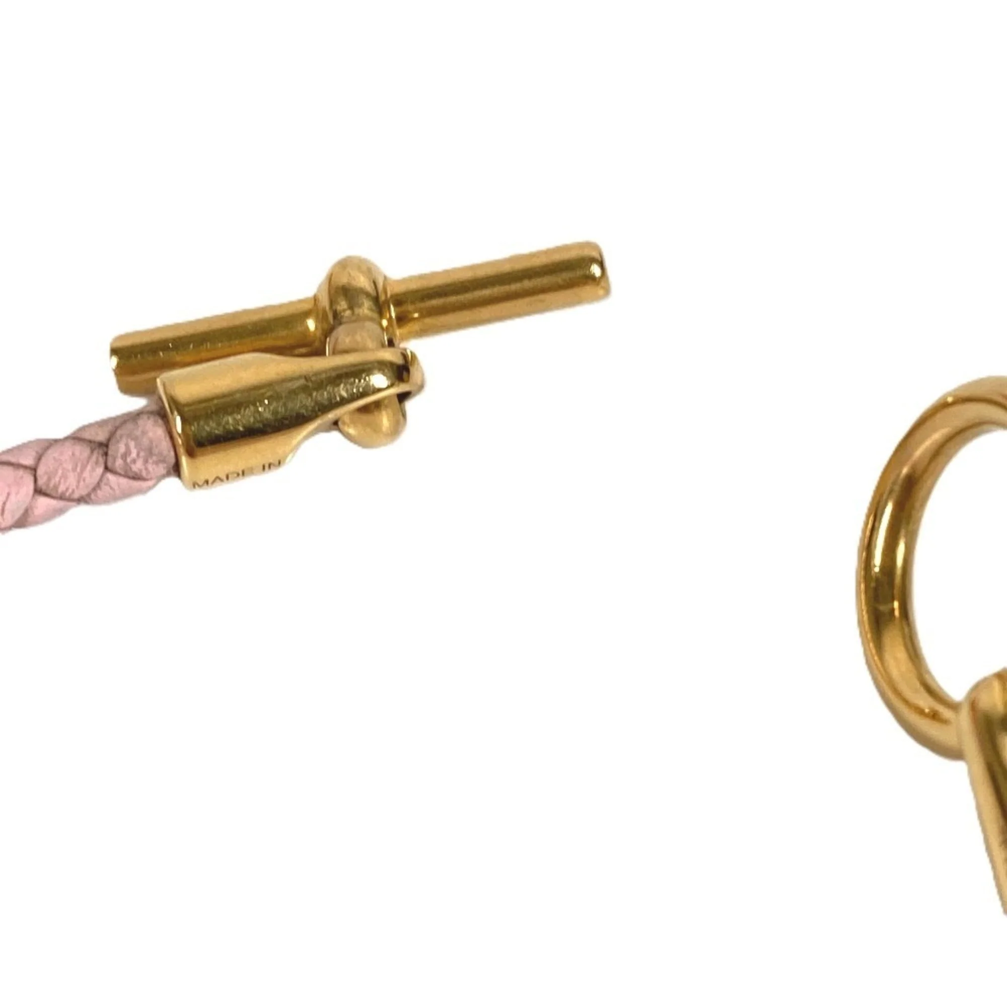 Bangle Leather Gold and Light Pink Bracelet - Image 6