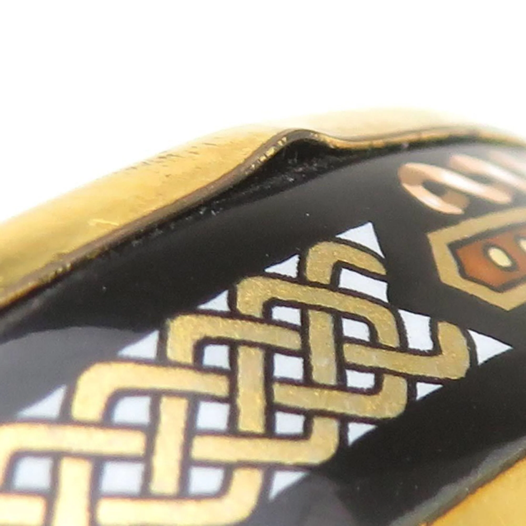 Bracelet Enamel and Metal Black Gold White - Image 7