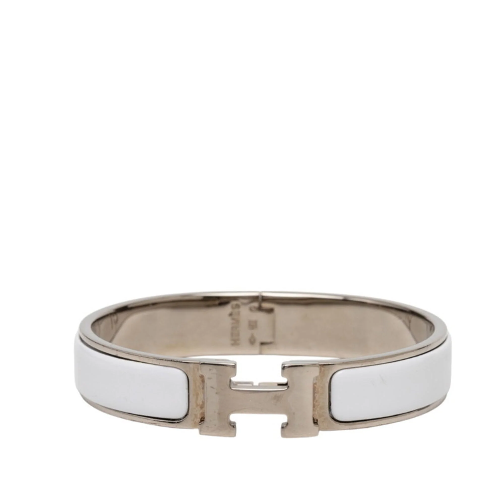 Bracelet Enamel and Metal Silver and White