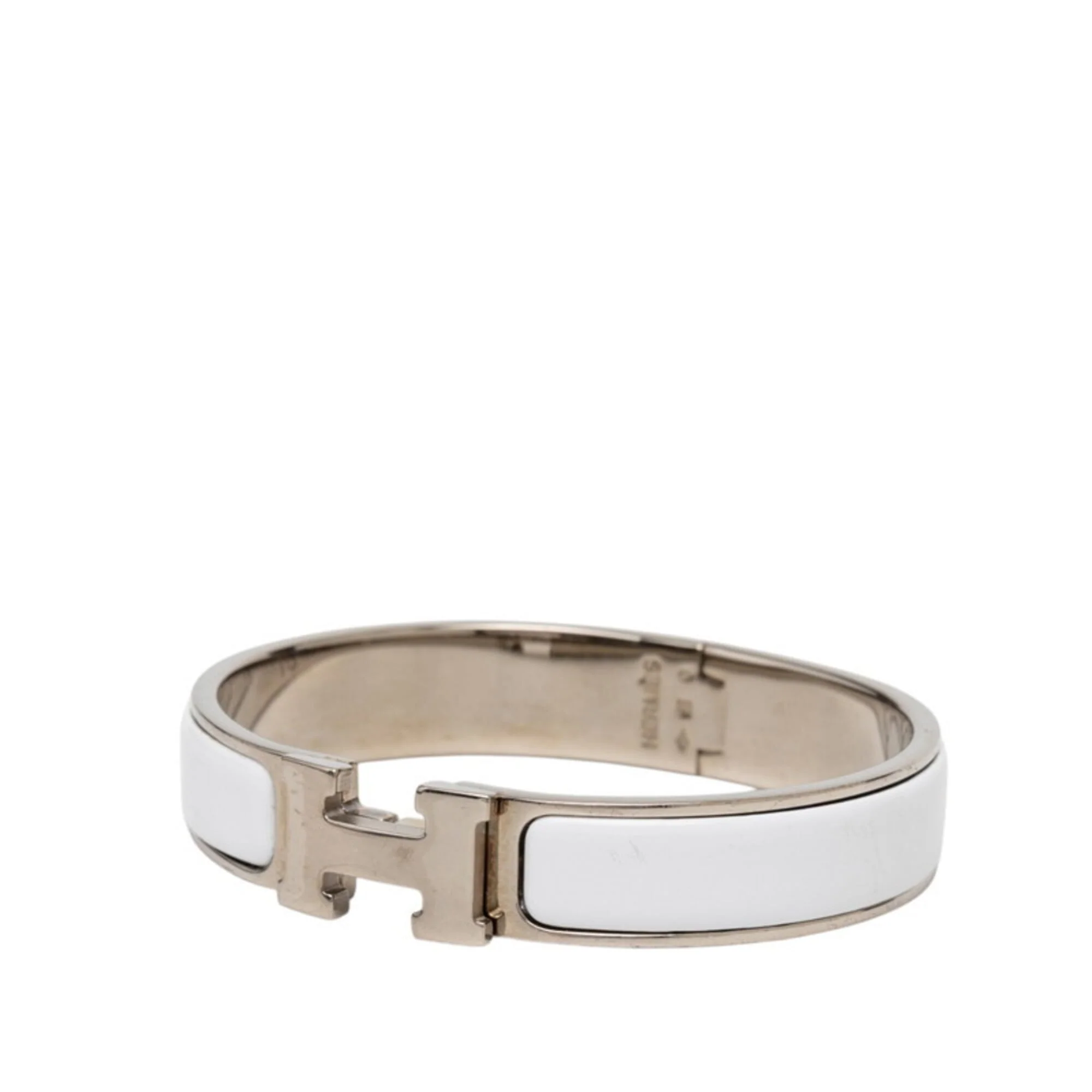 Bracelet Enamel and Metal Silver and White - Image 2