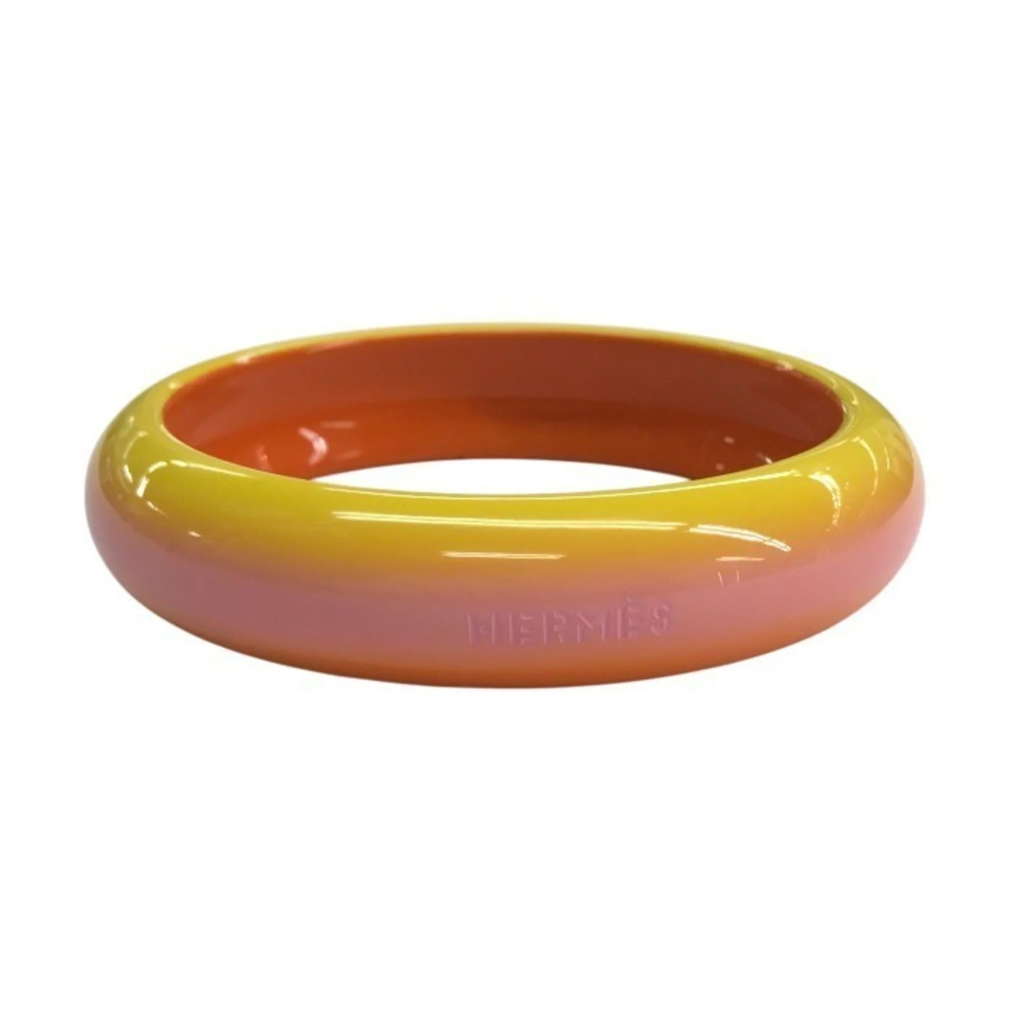 Bracelet Lacquer and Wood Pink Orange and Yellow - Image 2
