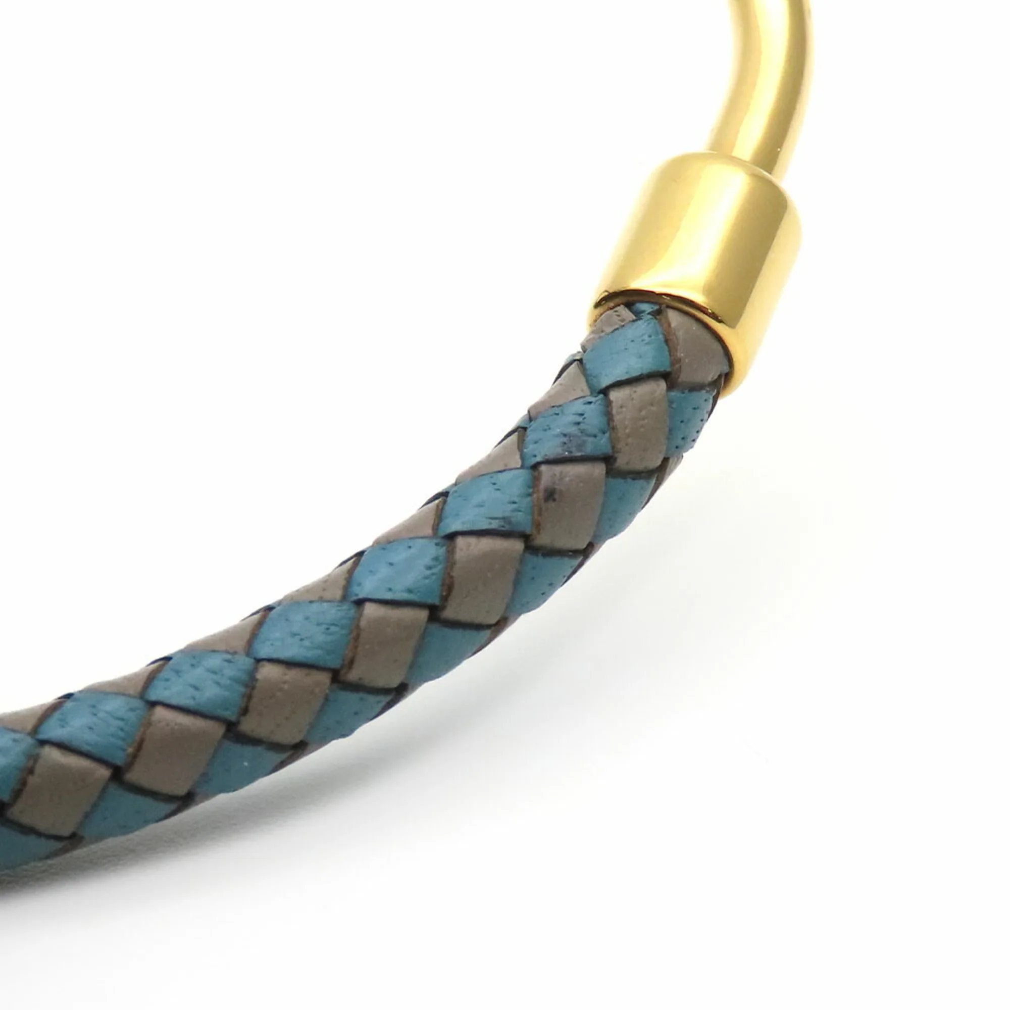 Bracelet Leather and Metal Blue Grey - Image 5