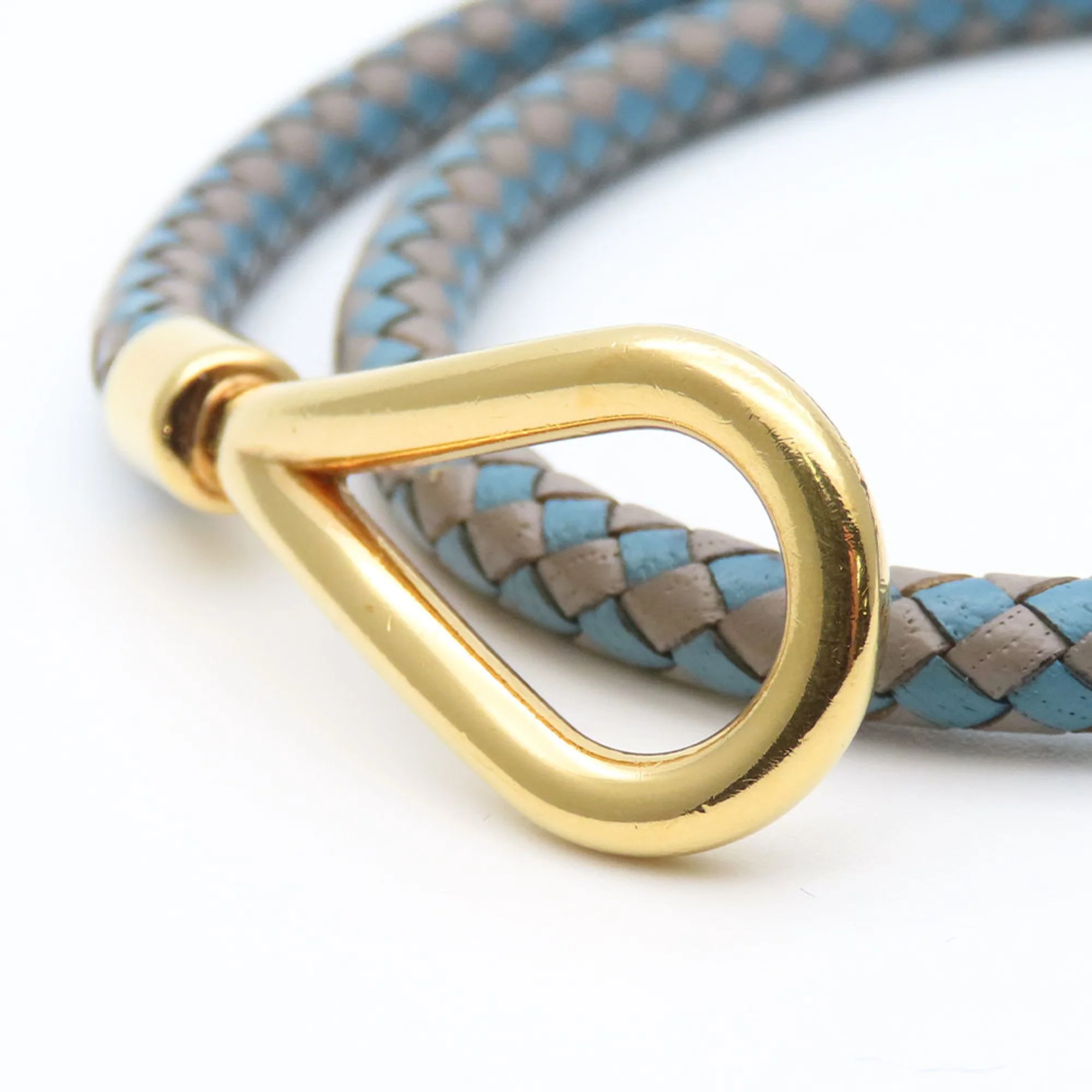Bracelet Leather and Metal Blue Grey - Image 8