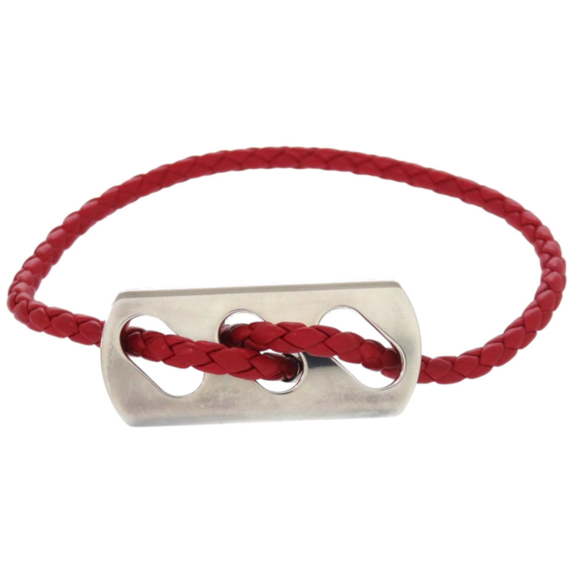 Bracelet Leather and Sterling Silver Red