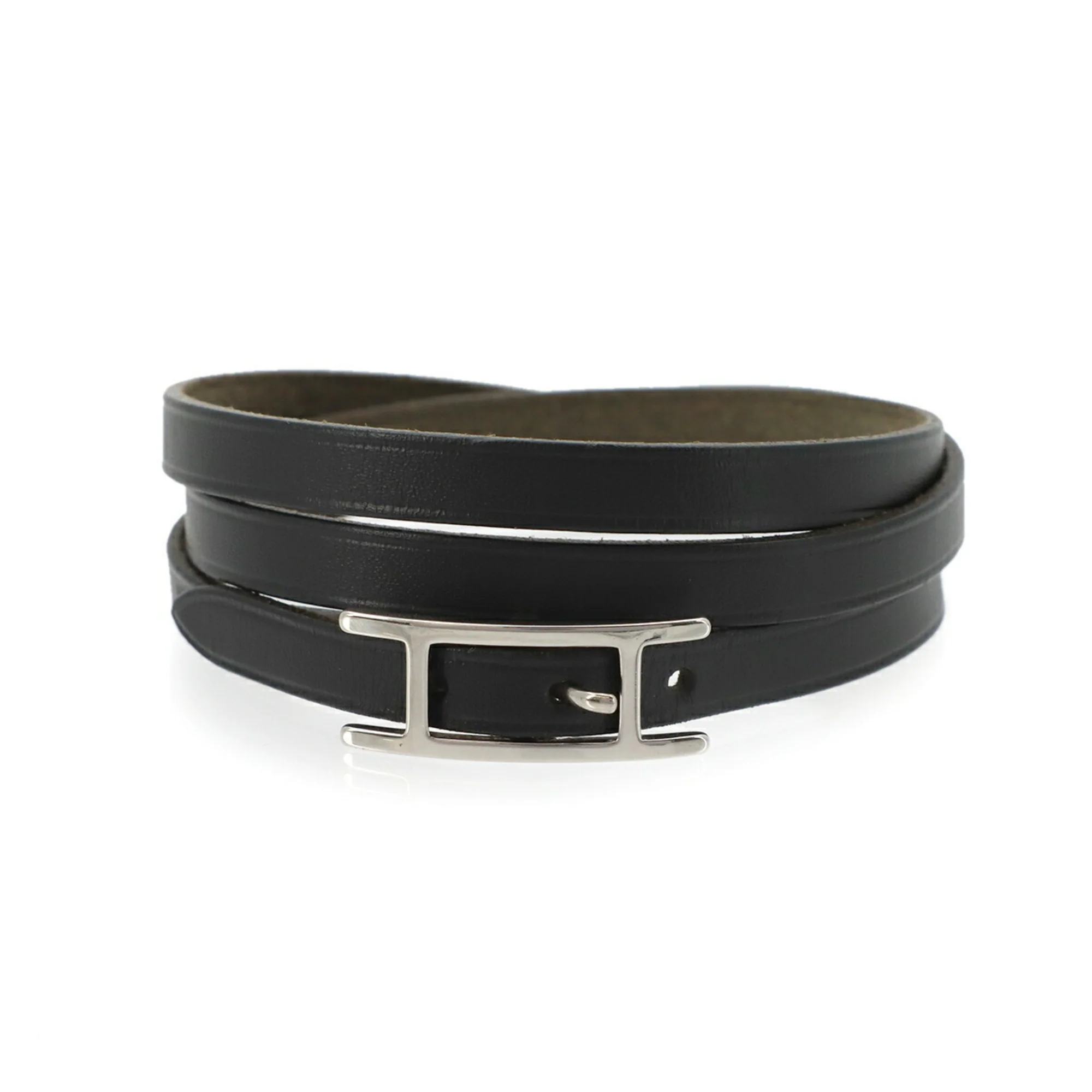 Bracelet Swift Leather Black and Silver Hardware