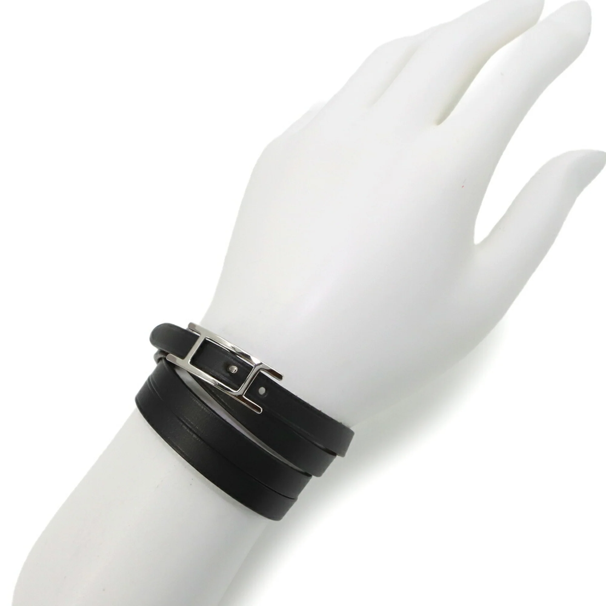 Bracelet Swift Leather Black and Silver Hardware - Image 7