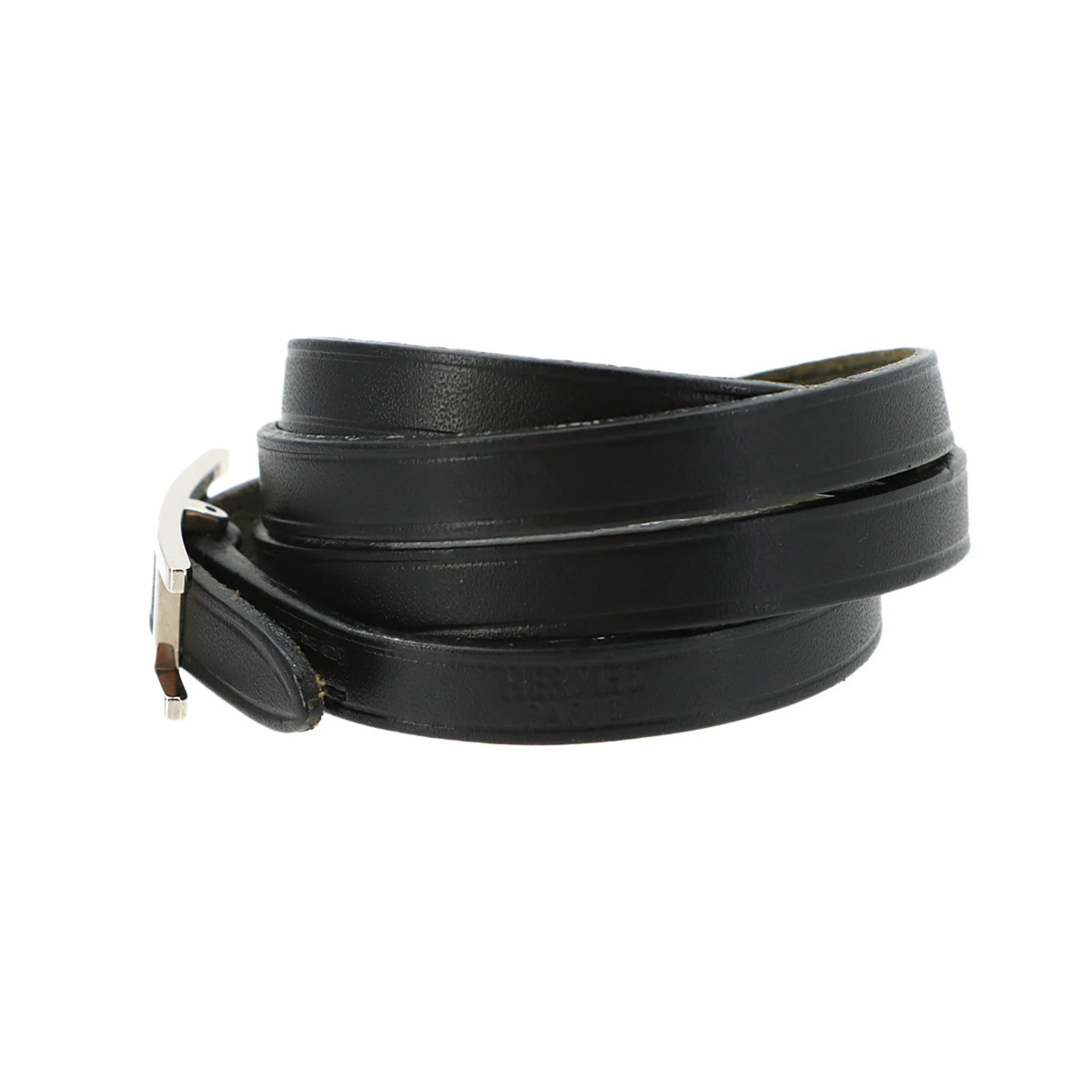 Bracelet Swift Leather Black With Silver Hardware - Image 3