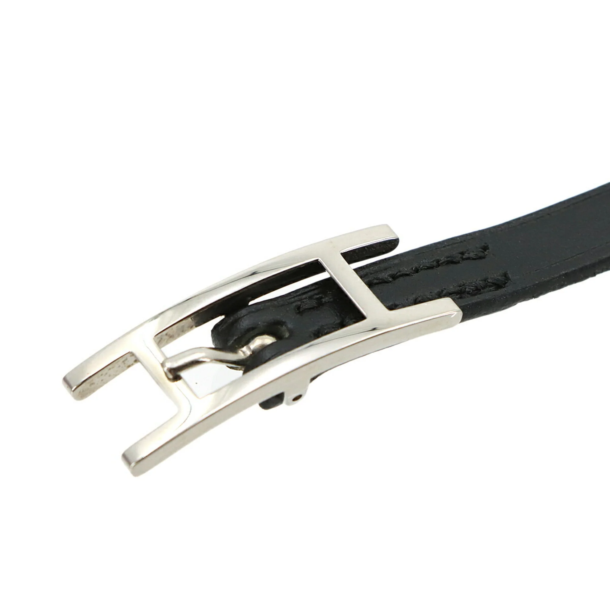 Bracelet Swift Leather Black With Silver Hardware - Image 5