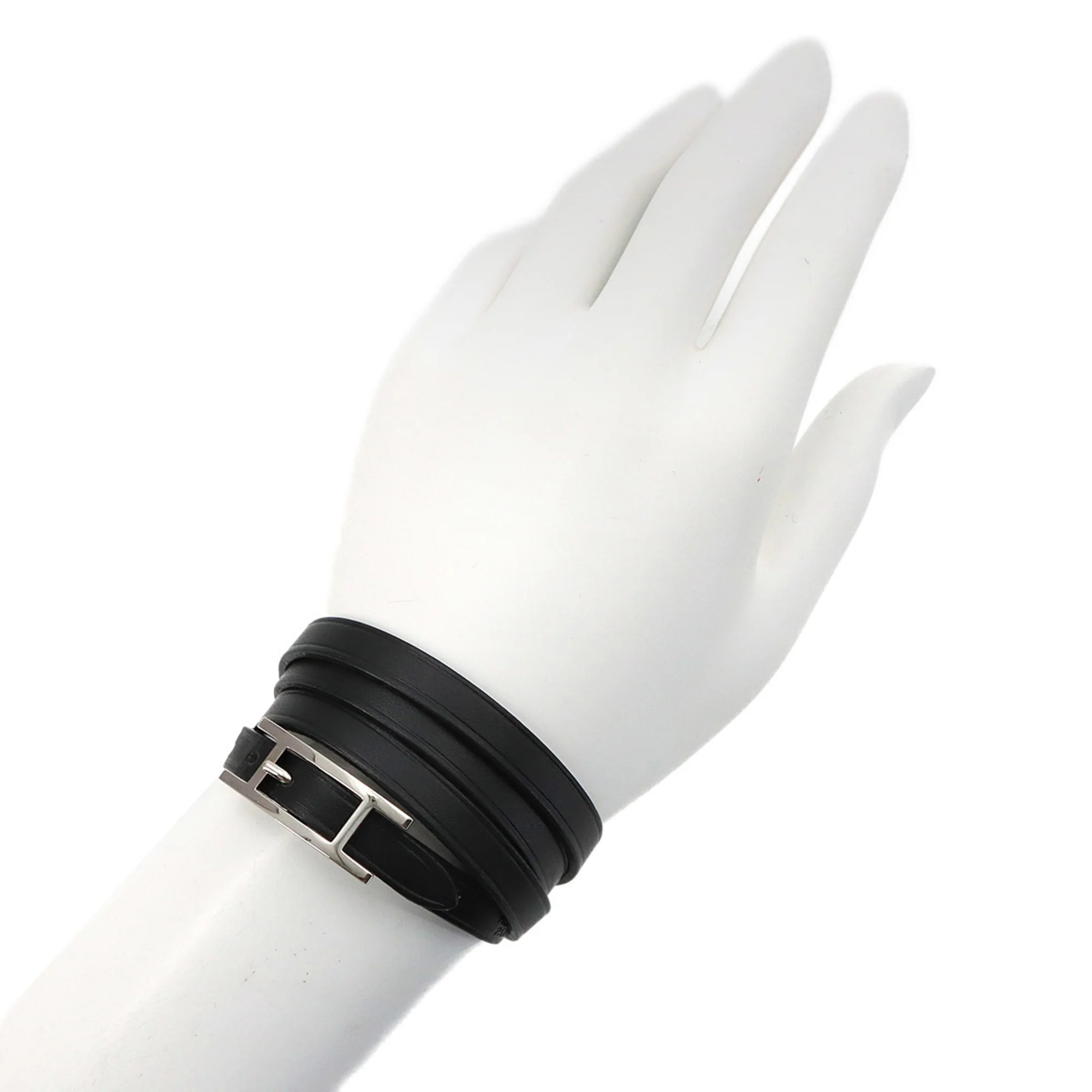 Bracelet Swift Leather Black With Silver Hardware - Image 9