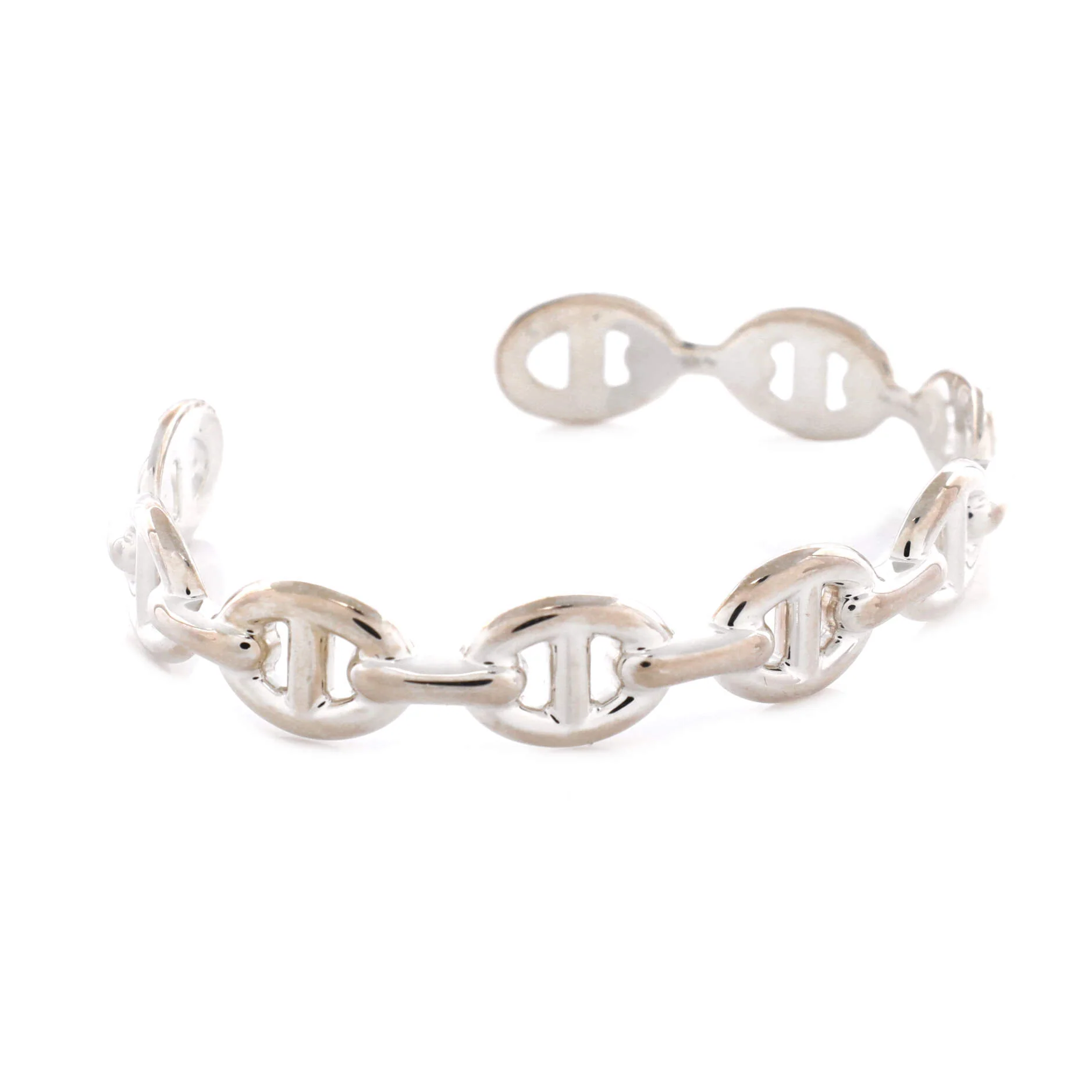 Chaine d'Ancre Enchainee Cuff Bracelet Sterling Silver Medium - Image 2