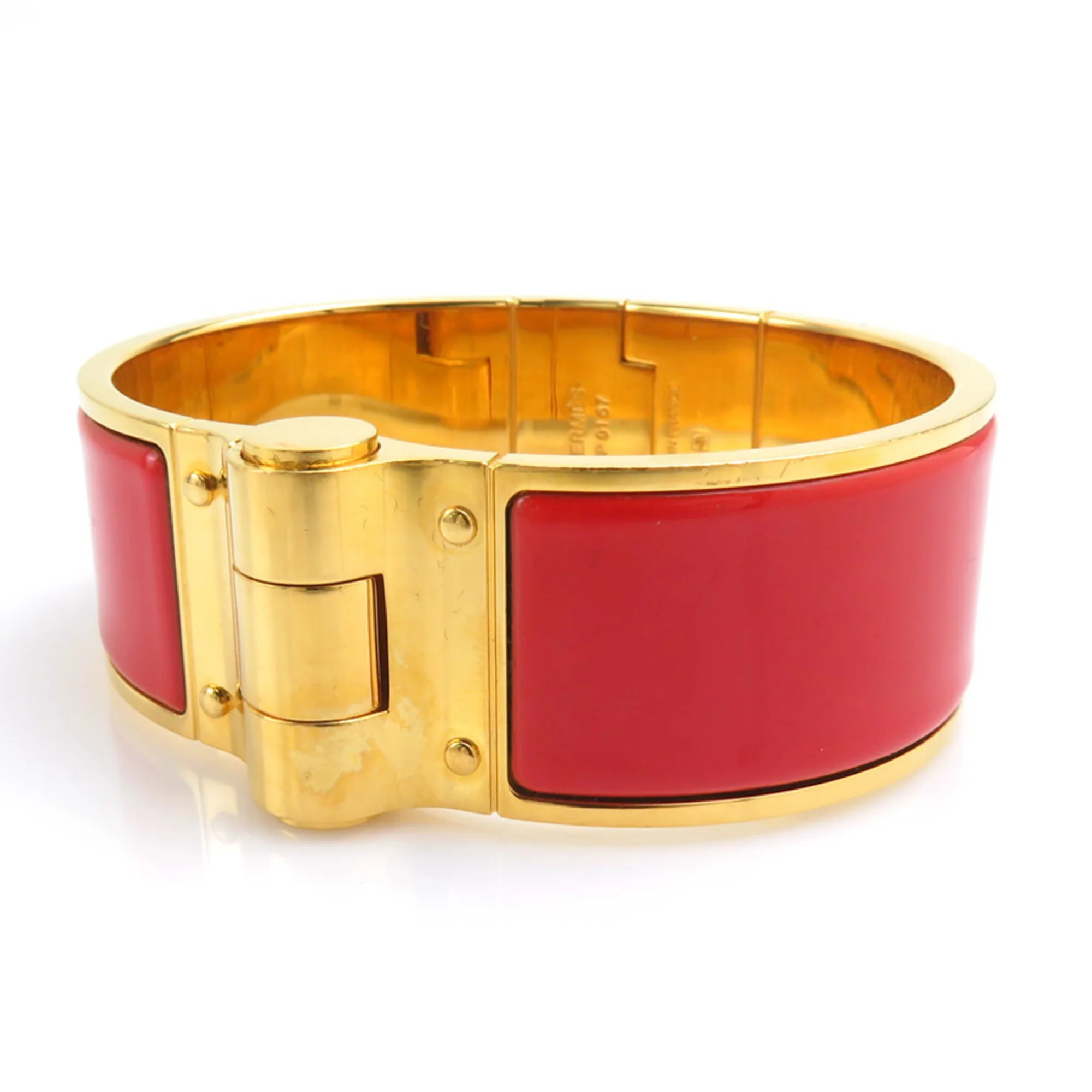 Charnière Bangle Enamel and Metal Gold Red Bracelet - Image 4