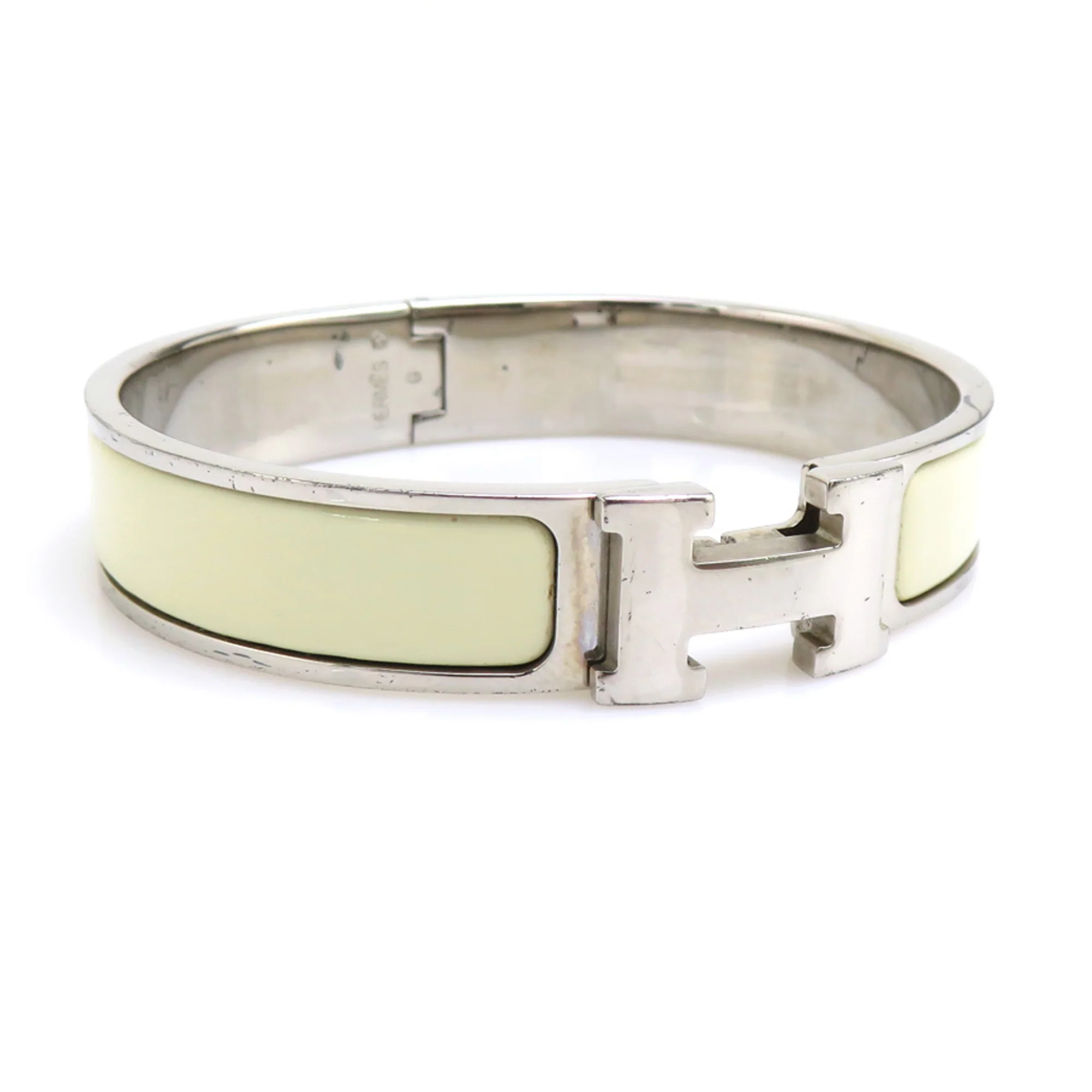 Clic Clack Bracelet Enamel and Metal Off-White and Silver - Image 2