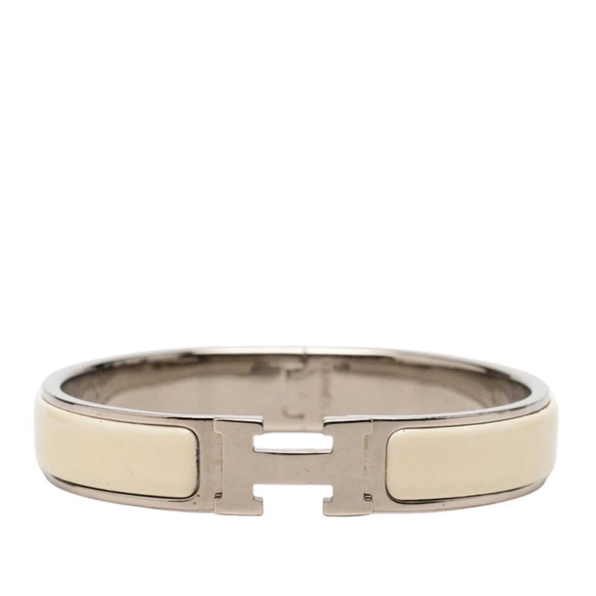 Click H Bracelet Metal Ivory and Silver