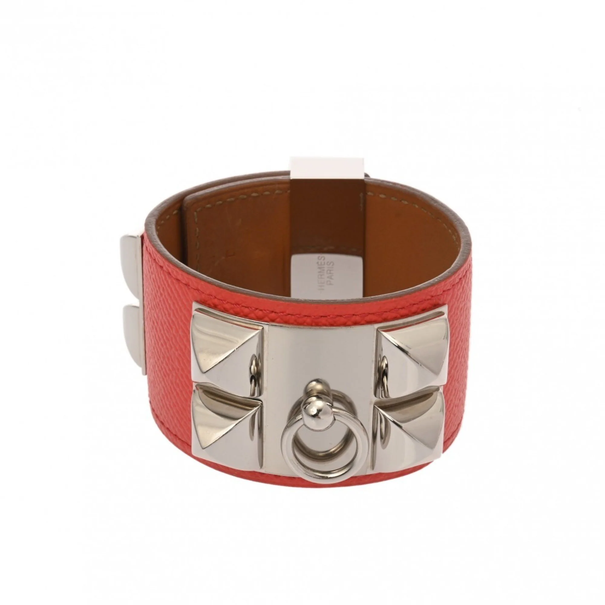 Collier de Chien Bracelet Epsom Leather Rose Jaipur and Silver - Image 2