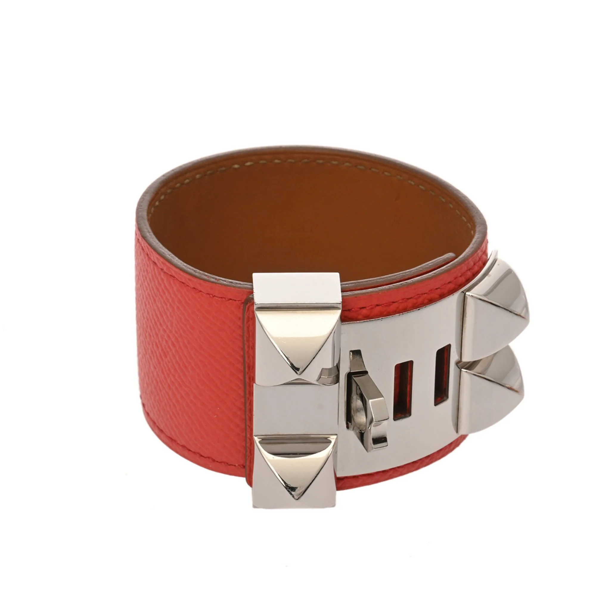 Collier de Chien Bracelet Epsom Leather Rose Jaipur and Silver - Image 3