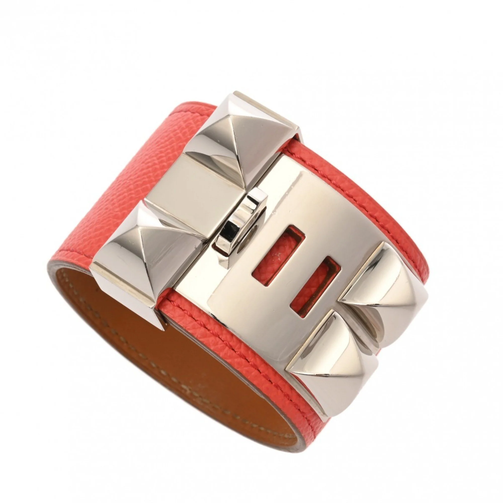 Collier de Chien Bracelet Epsom Leather Rose Jaipur and Silver - Image 6