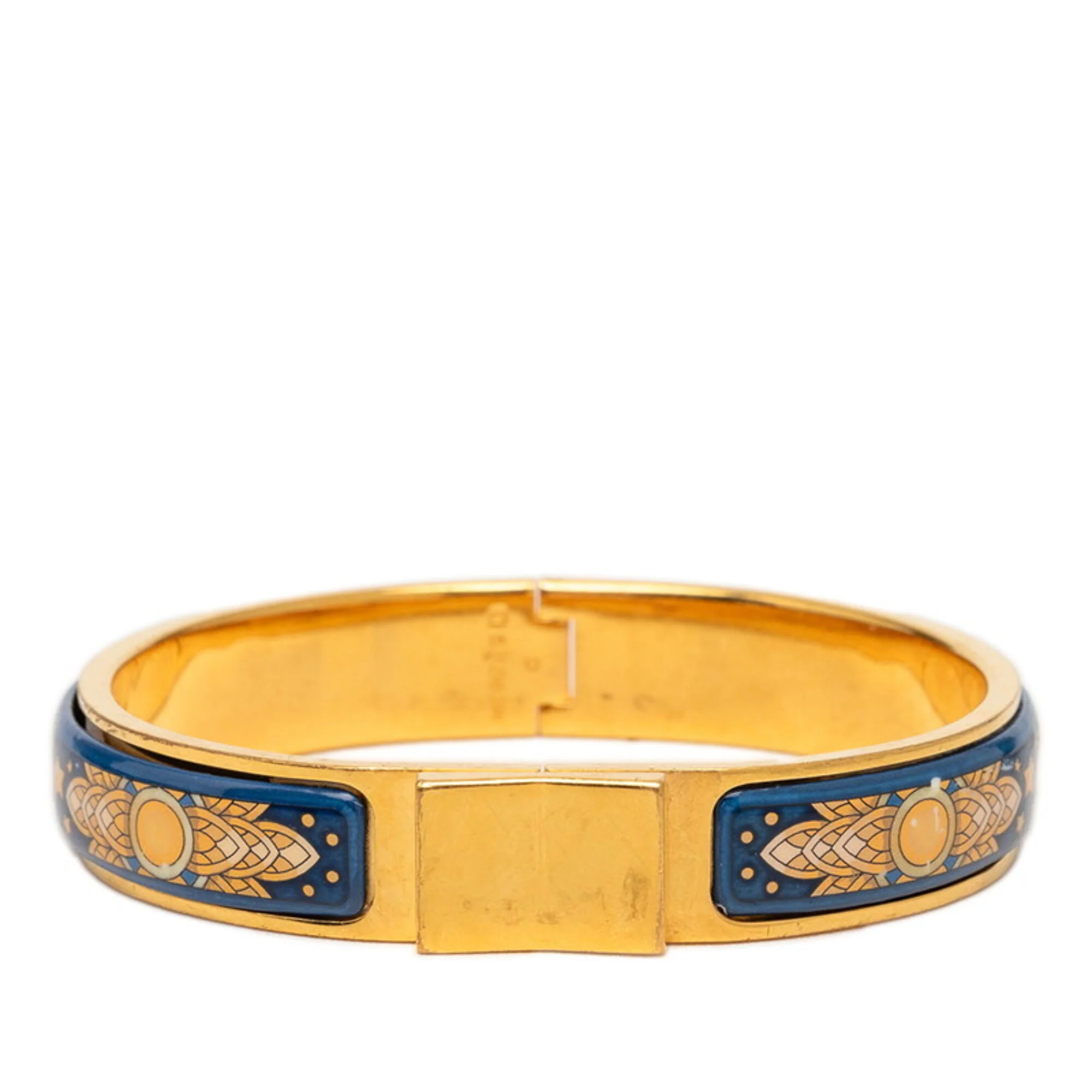 Email Cloisonné Bracelet Gold and Blue Plated Mini