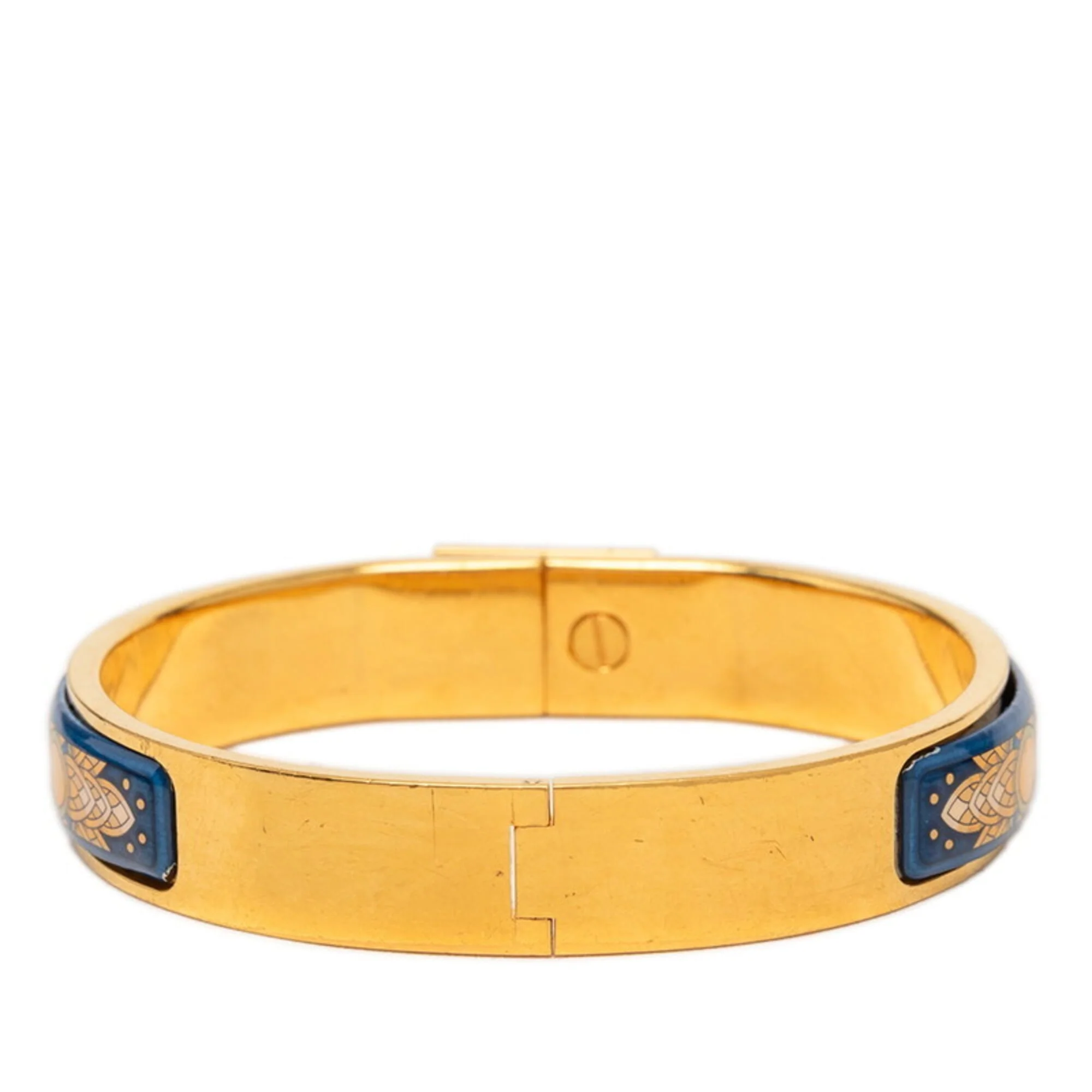 Email Cloisonné Bracelet Gold and Blue Plated Mini - Image 3
