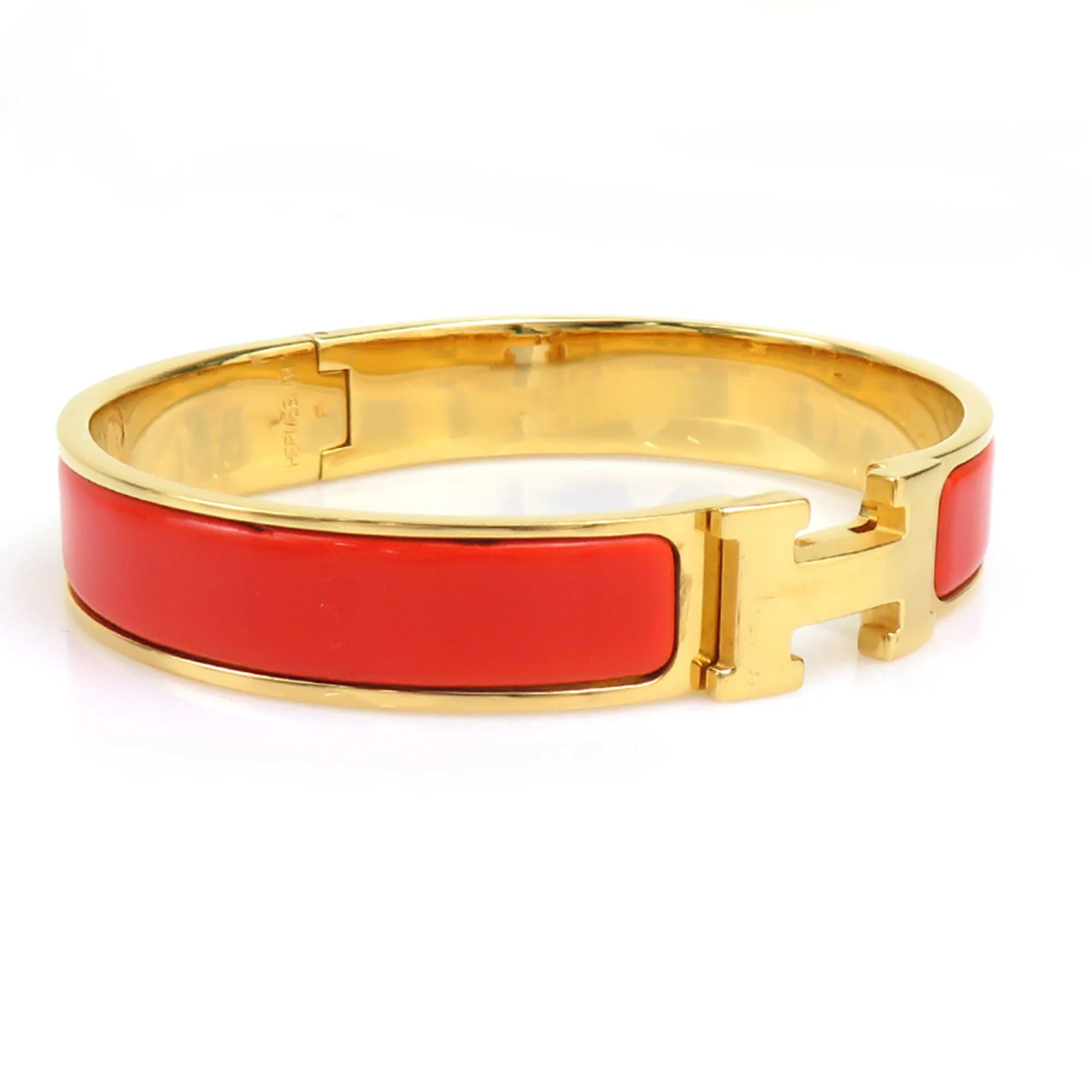Enamel and Metal Bracelet Gold Orange - Image 2