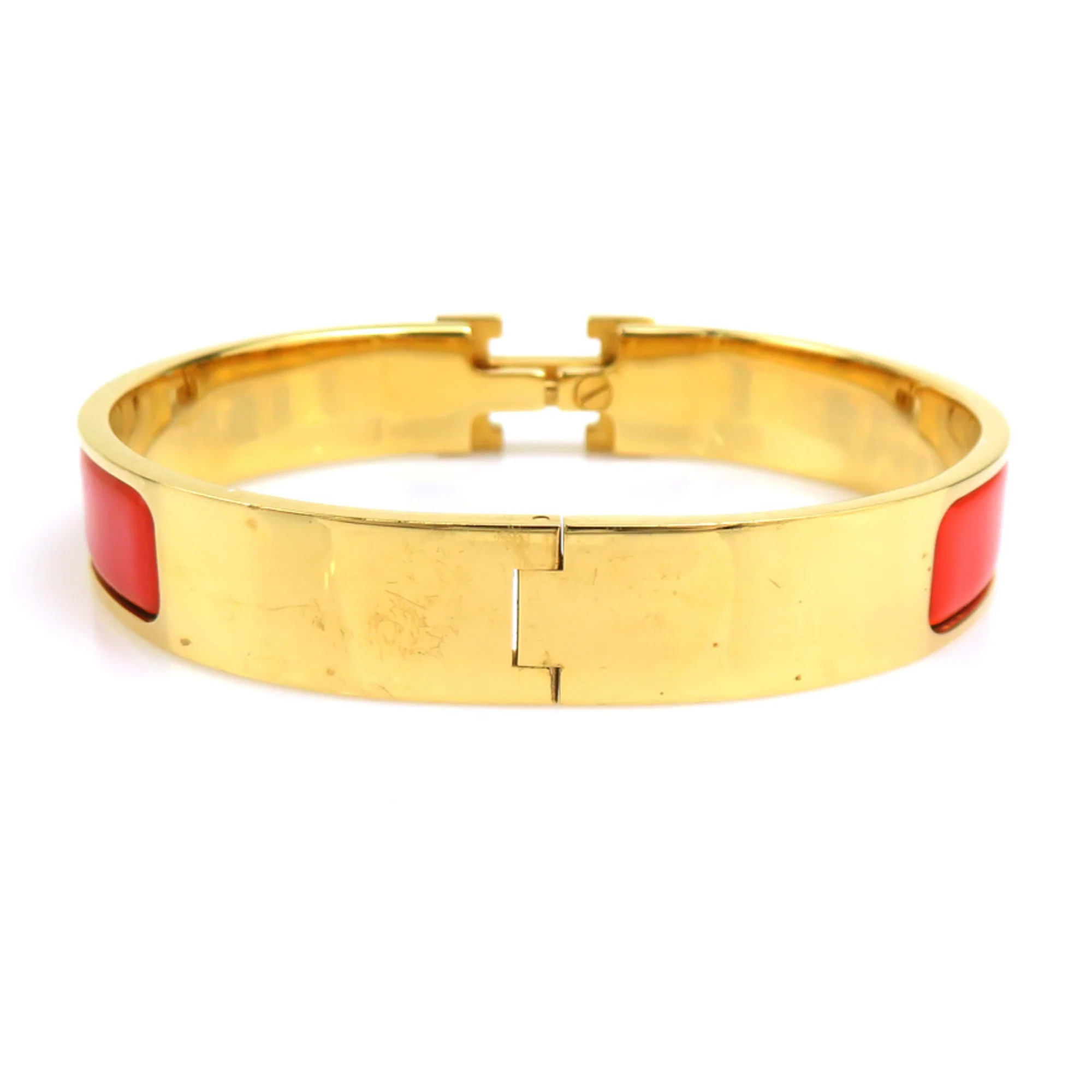 Enamel and Metal Bracelet Gold Orange - Image 4