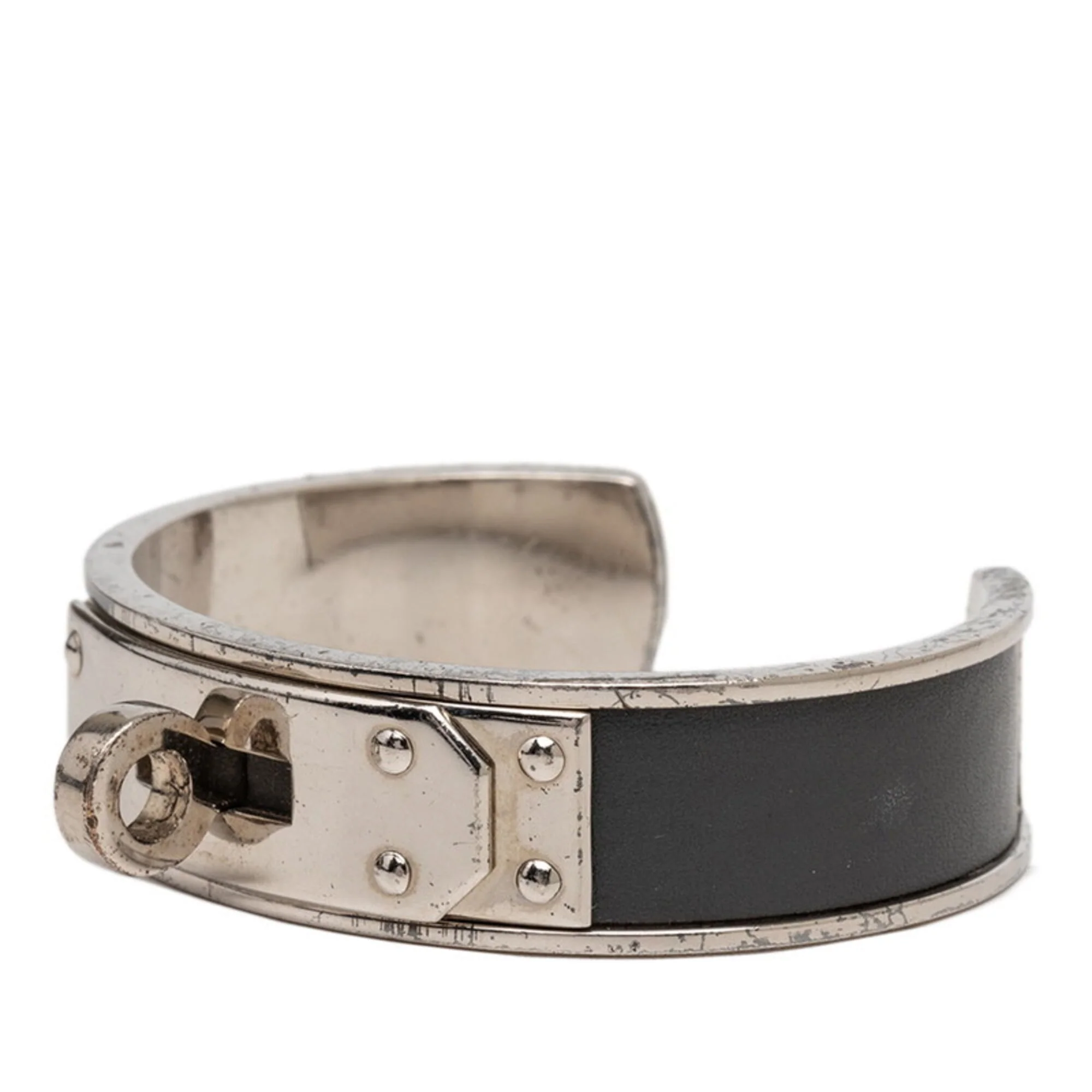 Kelly Bracelet Leather and Metal Silver Gray - Image 2