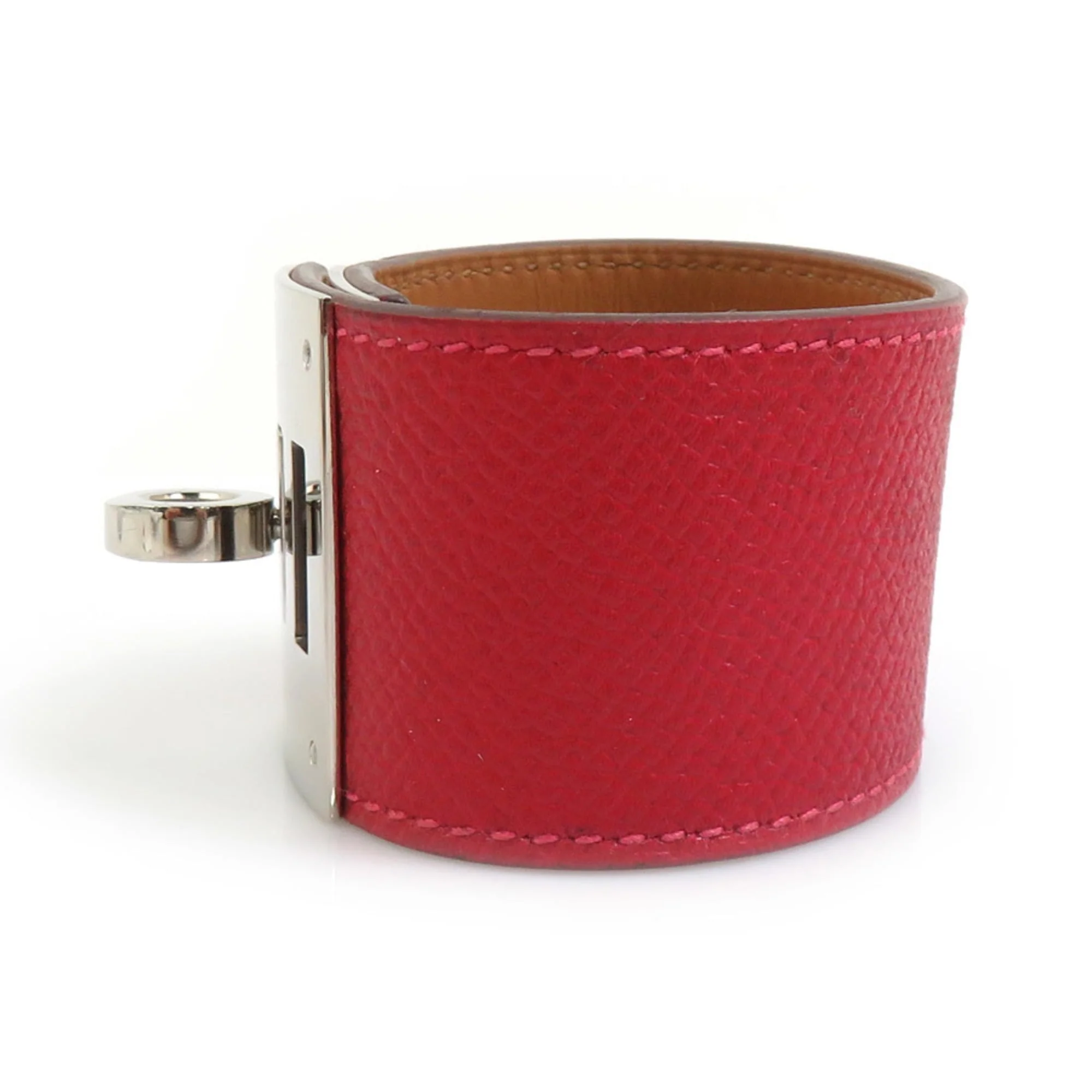 Kelly Dog Bracelet Leather and Metal Red Silver - Image 2