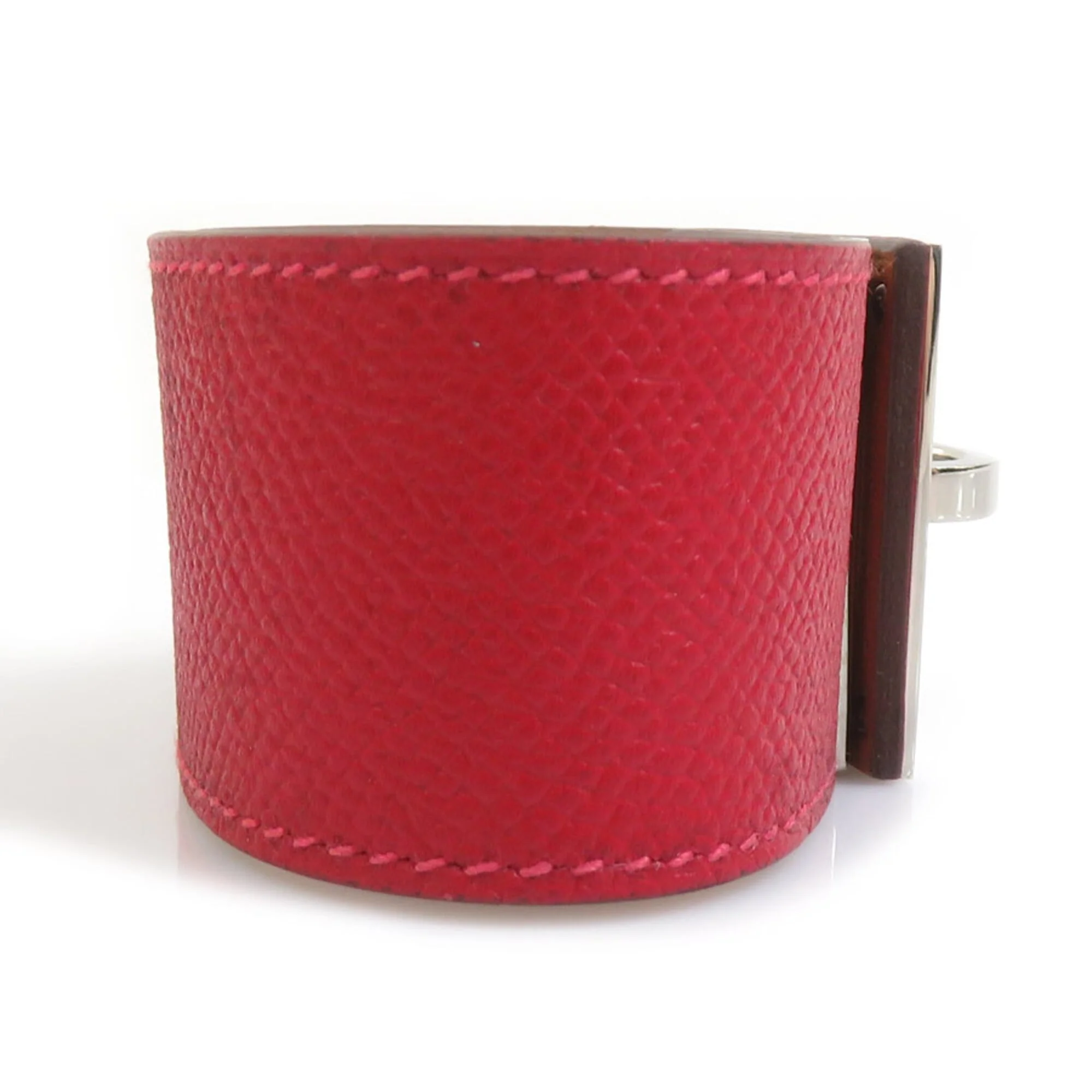Kelly Dog Bracelet Leather and Metal Red Silver - Image 4