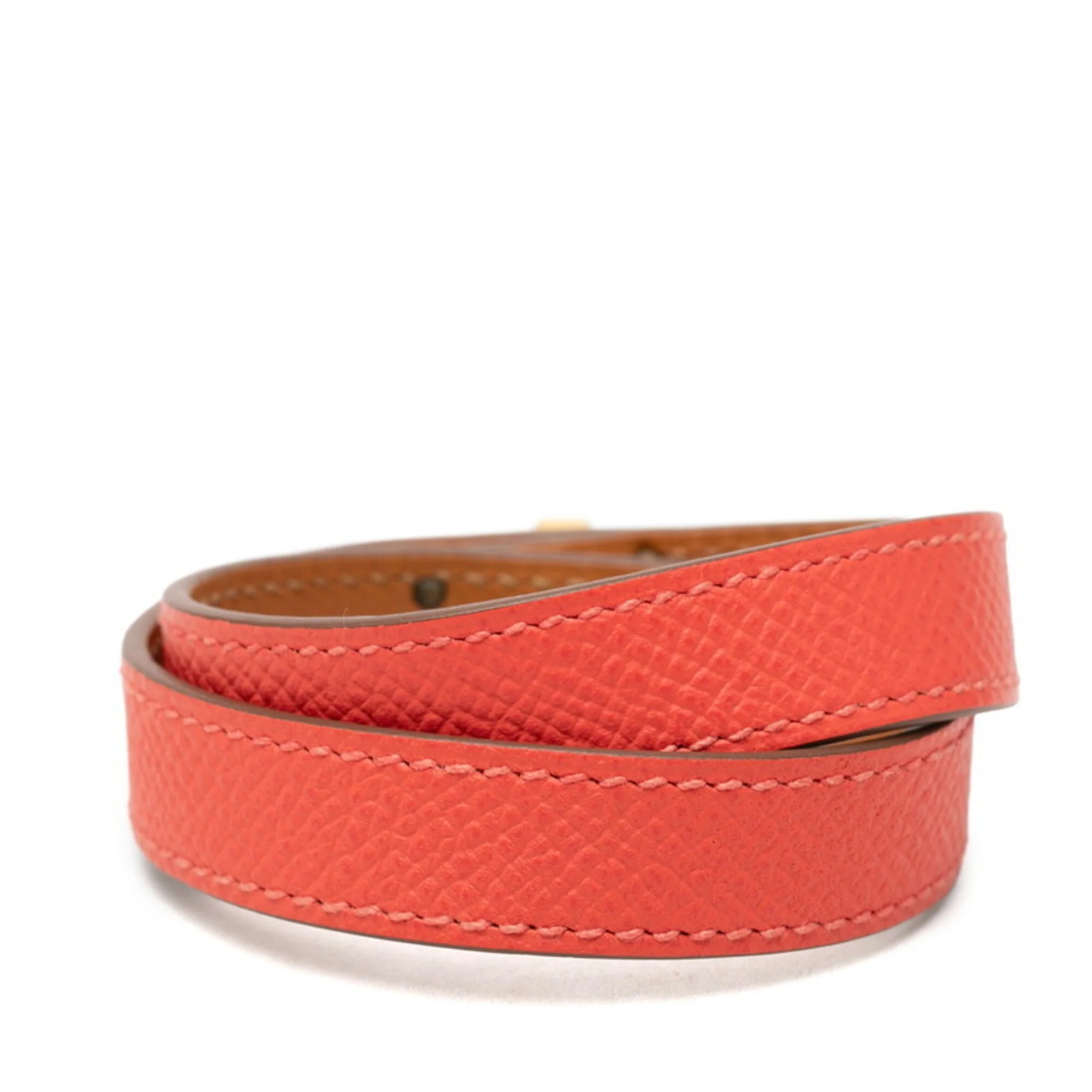 Kelly Double Tour Bracelet Epsom Leather Gold and Pink - Image 3