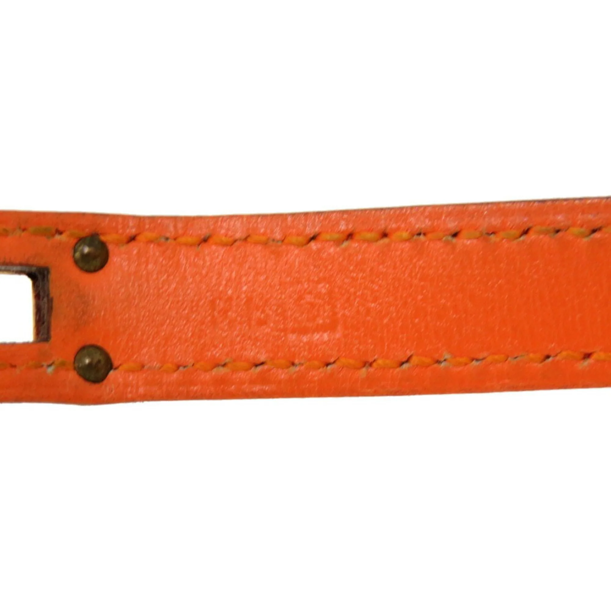 Kelly Double Tour Bracelet Swift Leather Gold and Orange - Image 6