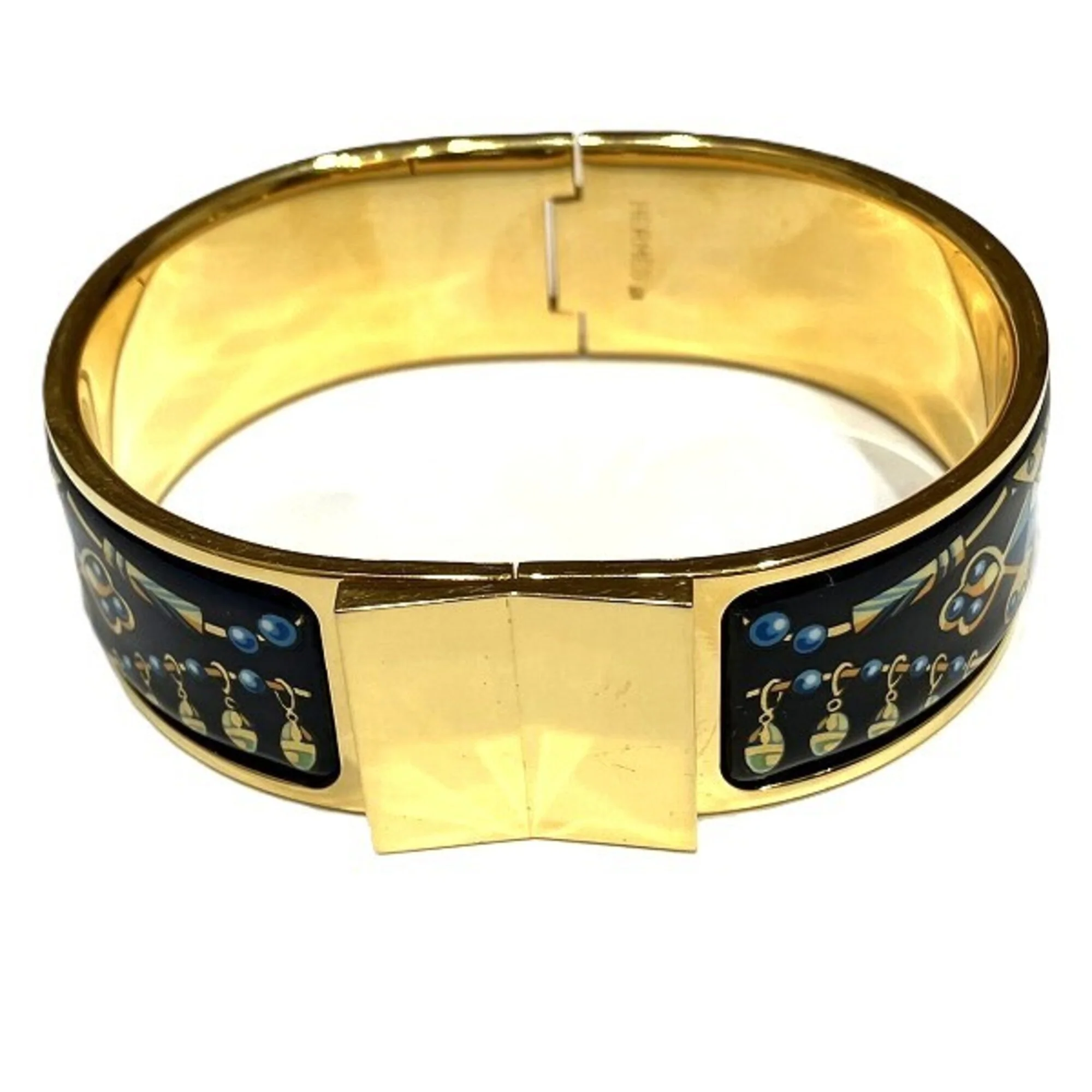 Loquet Bracelet Enamel Blue and Gold Large