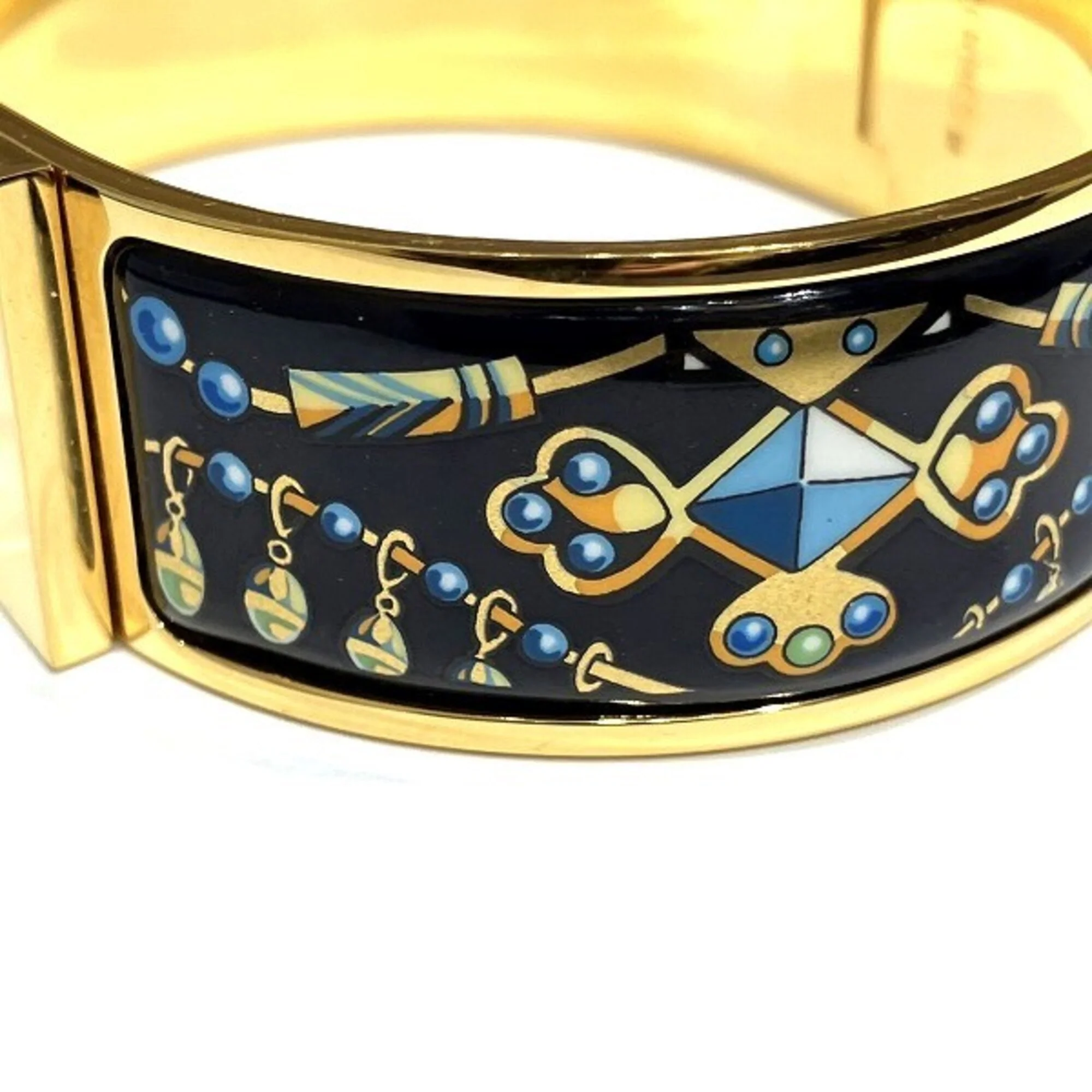 Loquet Bracelet Enamel Blue and Gold Large - Image 5