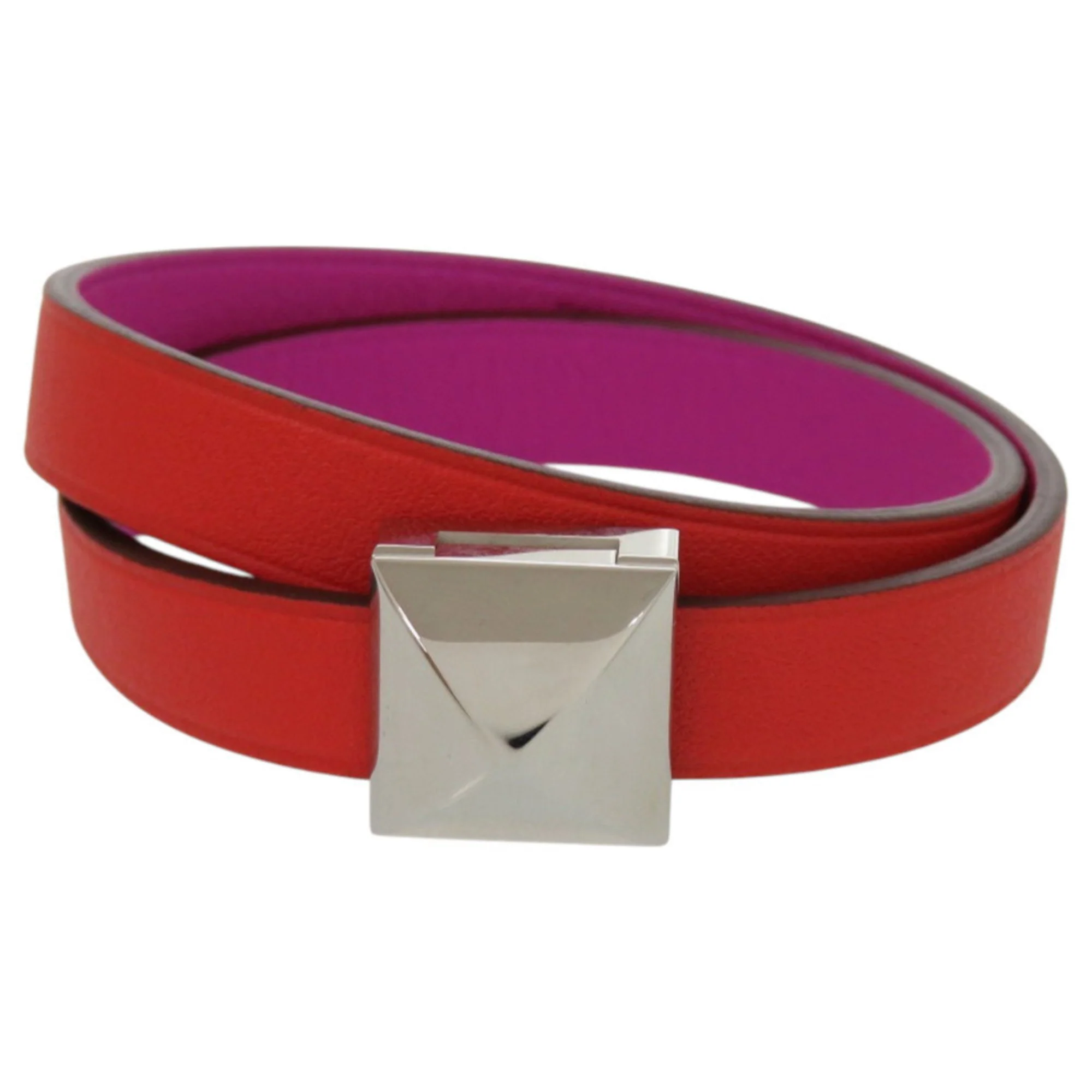 Medor Bracelet Leather and Metal Bicolor Orange Purple