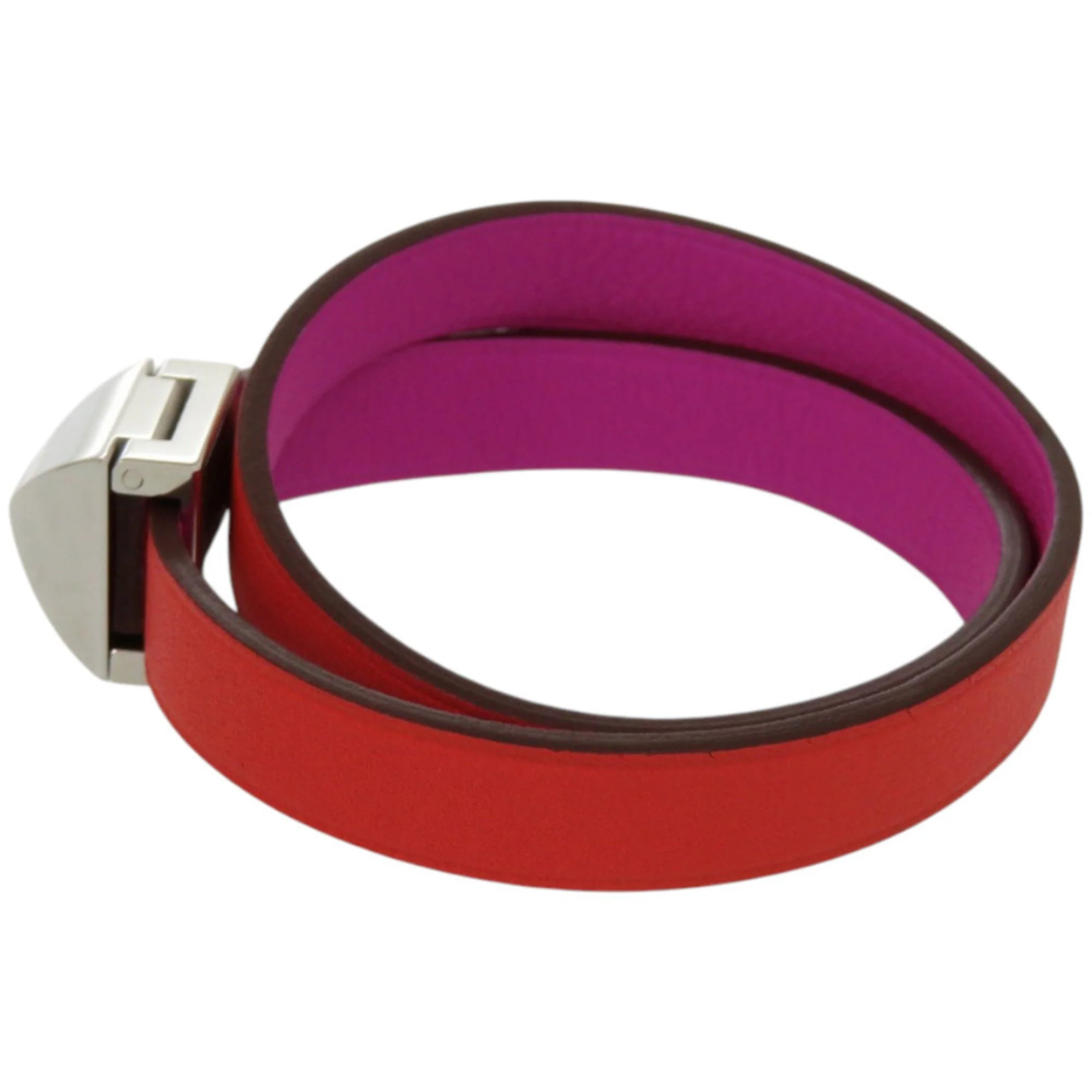 Medor Bracelet Leather and Metal Bicolor Orange Purple - Image 4